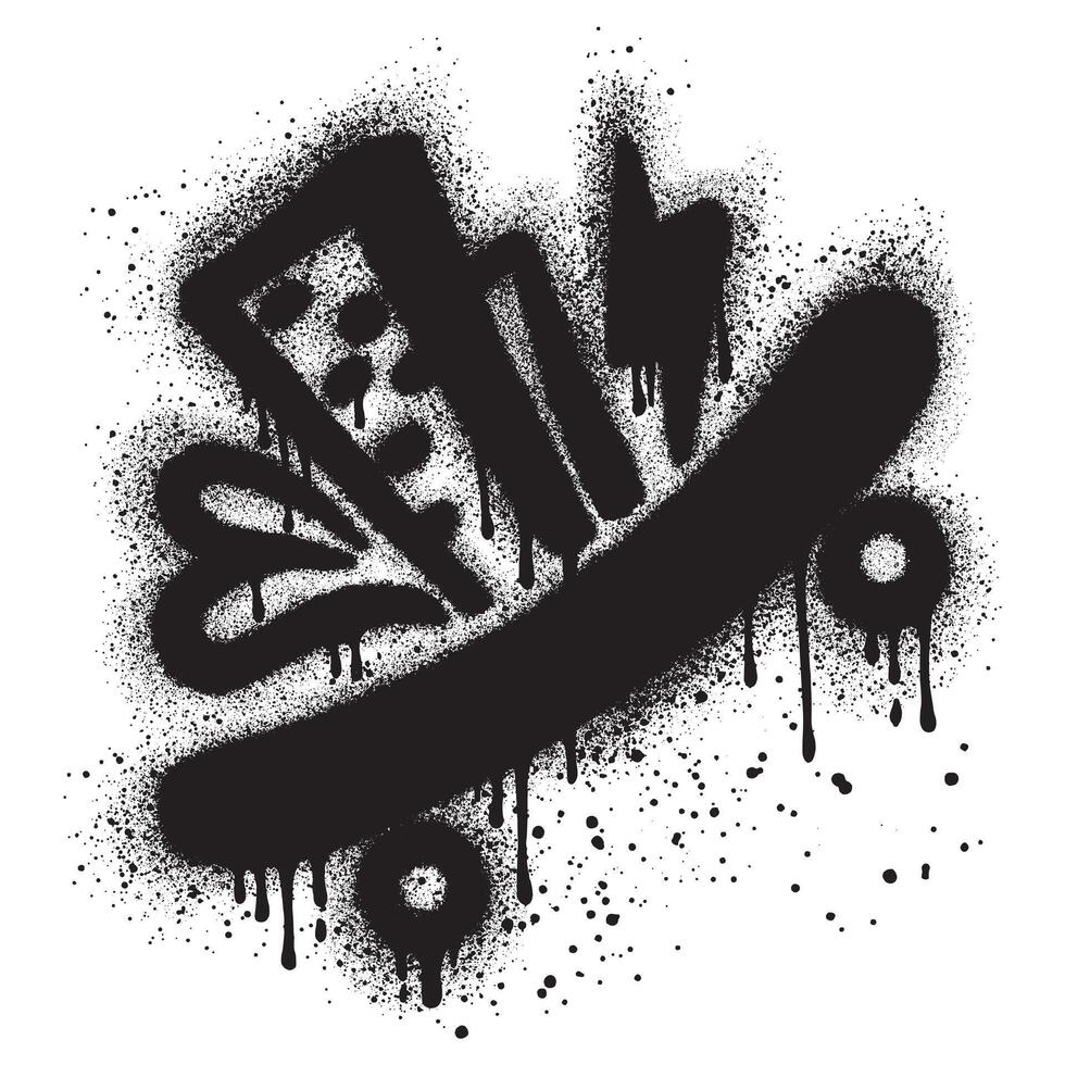 Skateboard graffiti sprayed with spray paint isolated on white background. EPS 10. vector