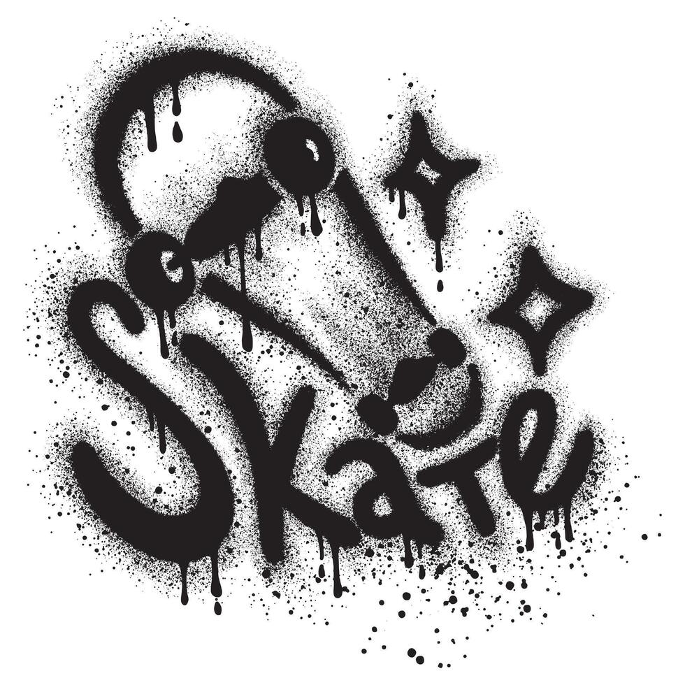 Skateboard graffiti sprayed with spray paint isolated on white background. EPS 10. vector