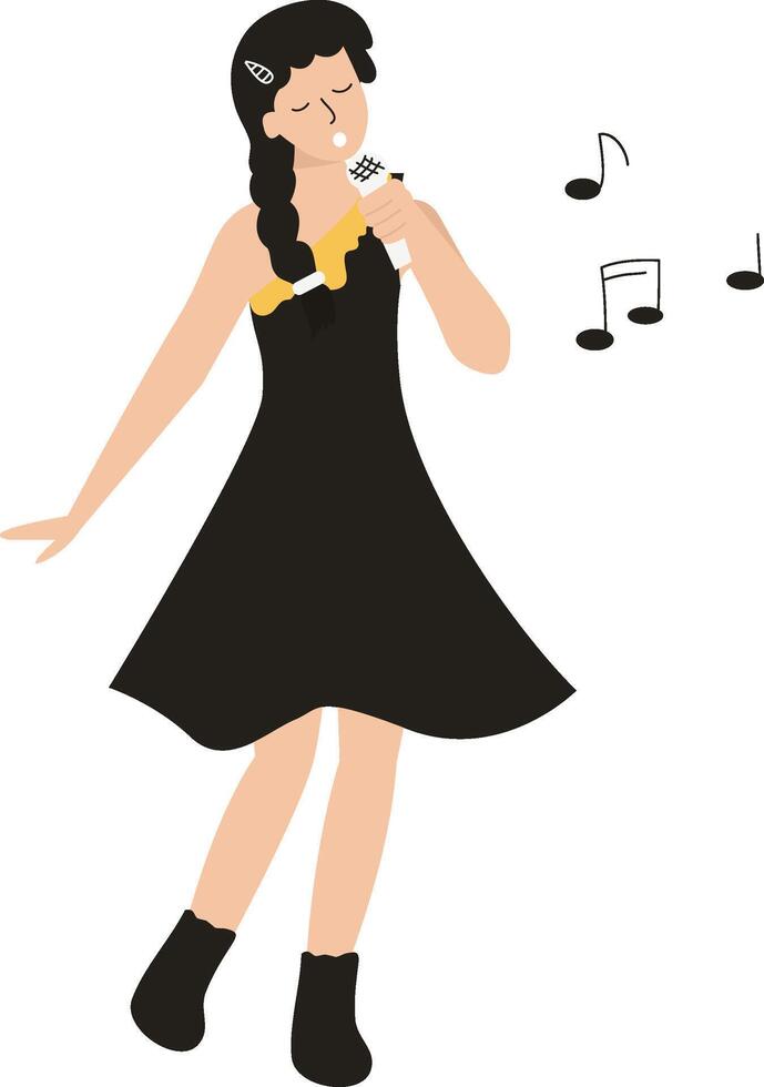 Singing people illustration. Women singers standing with microphones. Vocalists with mics in hands. Characters performing songs. Vocal talents. Flat illustrations isolated on white background vector