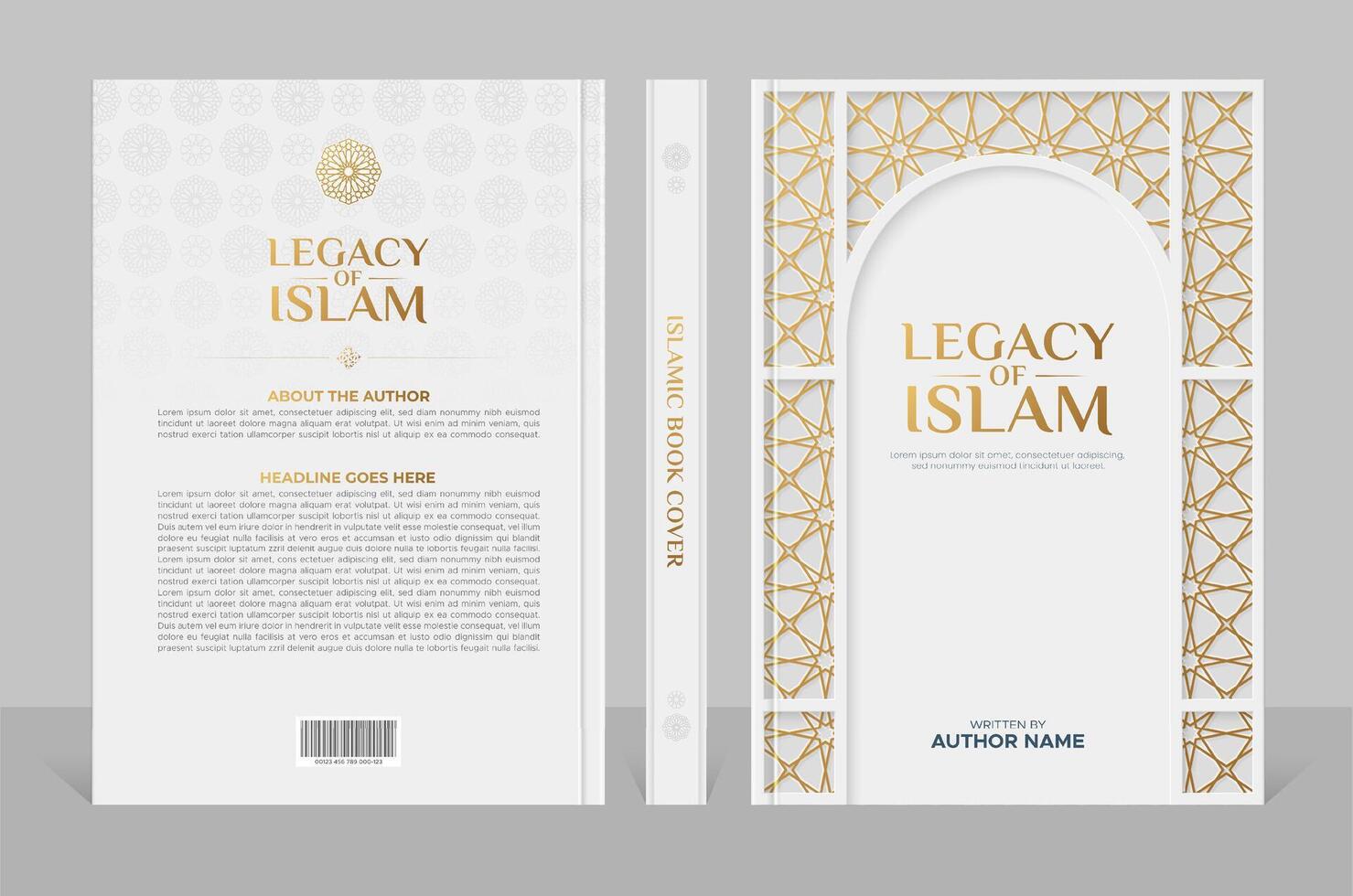 Arabic Islamic style A4 size book cover design with Arabic pattern and ornamental frames vector