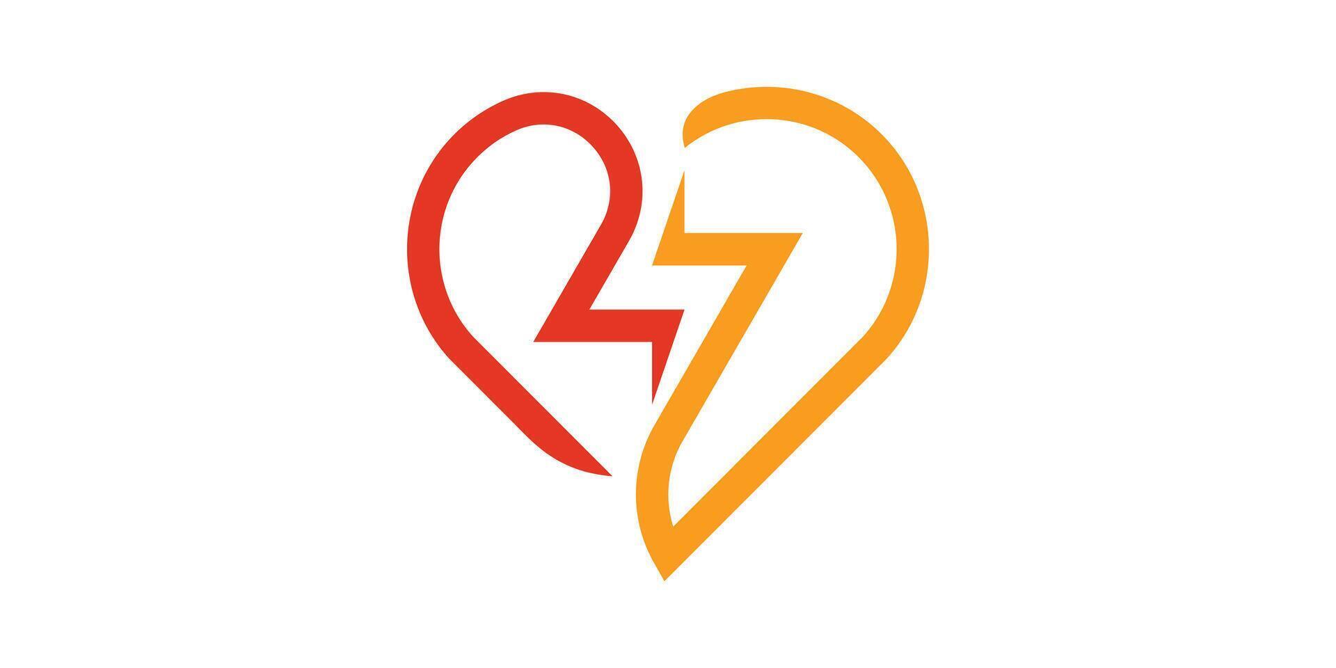 logo design combination of love and lightning, energy, heart, logo design template, icon, symbol, , creative, idea. vector