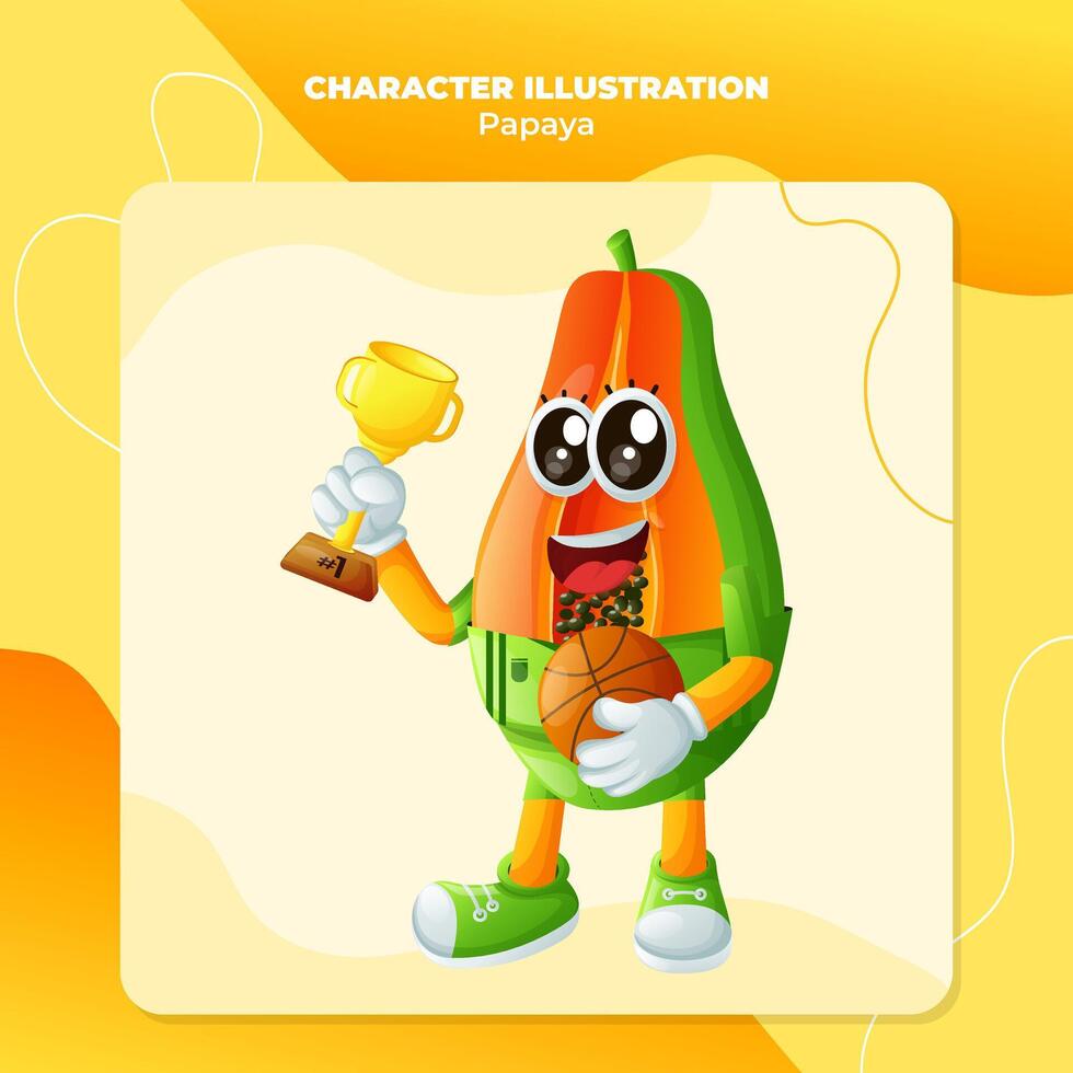 Cute papaya characters playing basketball vector