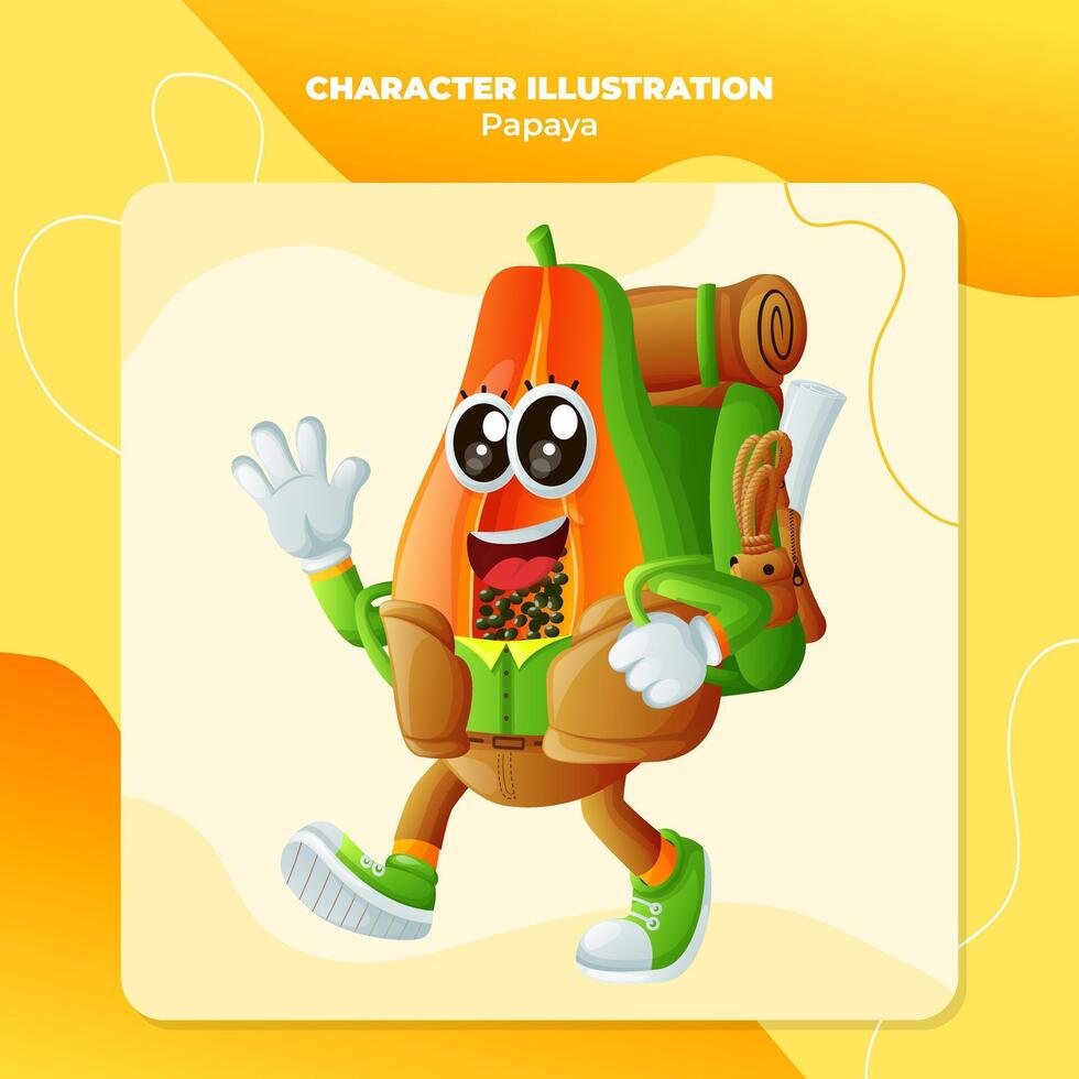 Cute papaya character on vacation vector