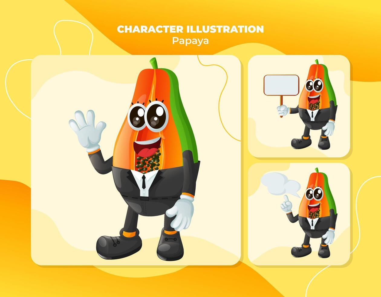 Cute papaya characters in advertising vector