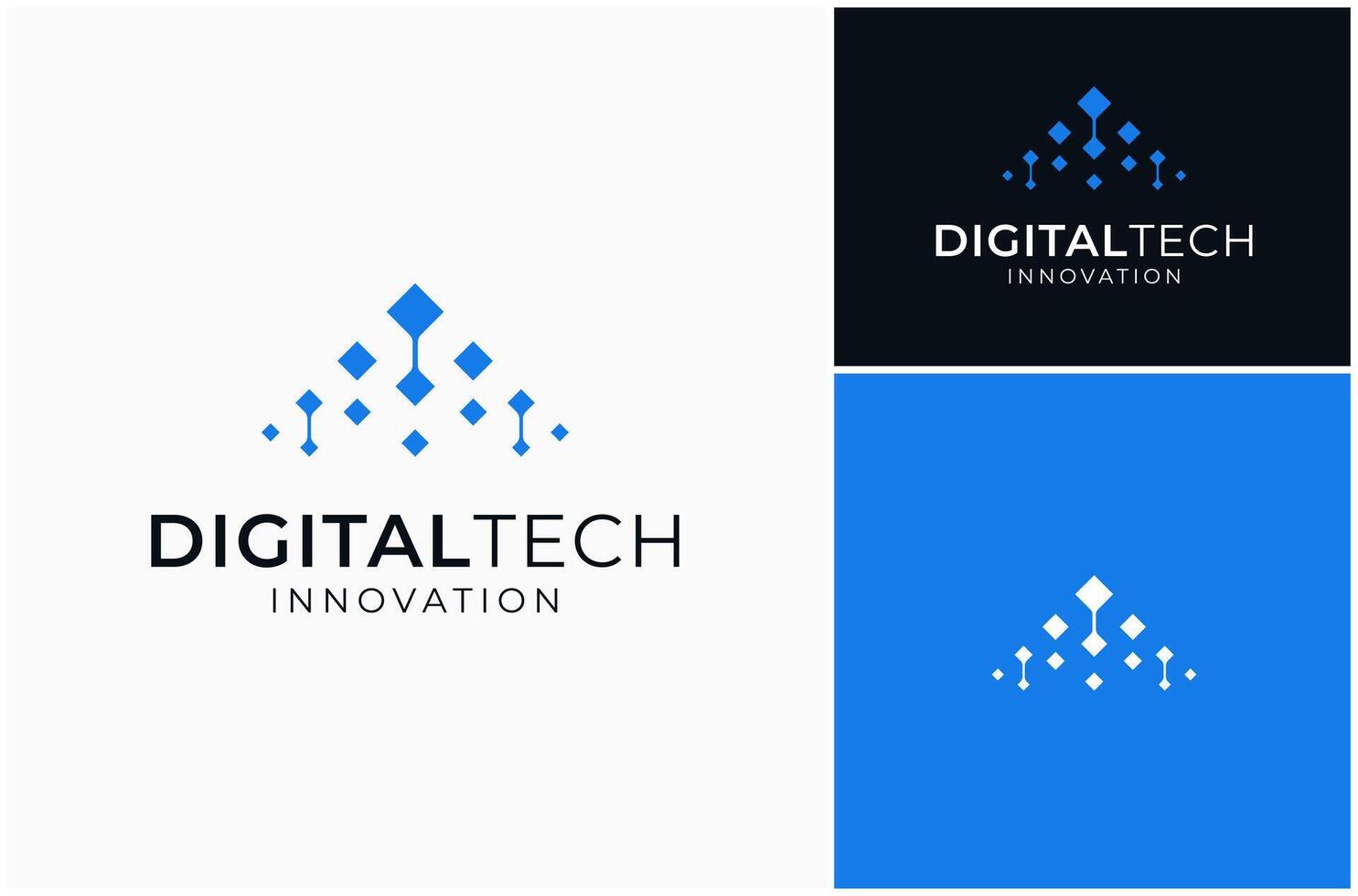 Abstract Data Analysis Growth Digital Technology Solution Innovation Logo Design Illustration vector