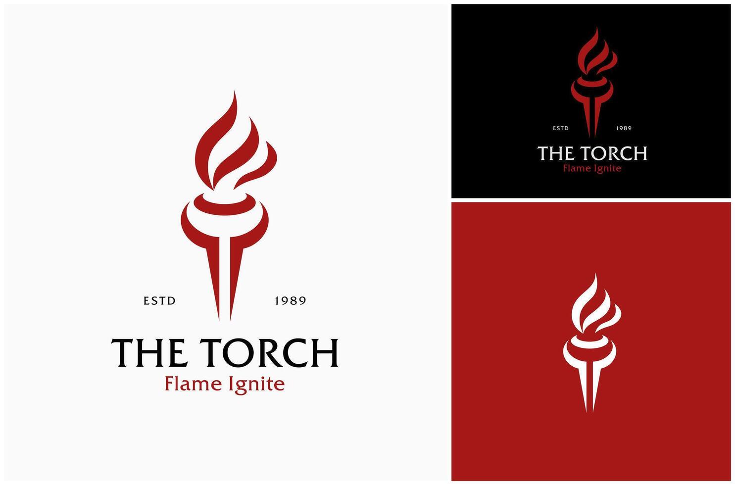 Abstract Torch Fire Ignite Lit Flame Blaze Burn Flaming Flammable Logo Design Illustration vector