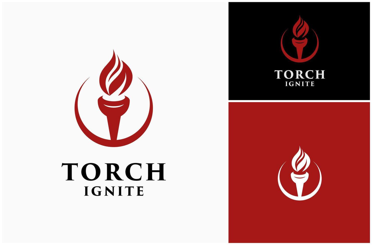 Torch Fire Ignite Lit Flame Blaze Burn Flaming Flammable Logo Design Illustration vector