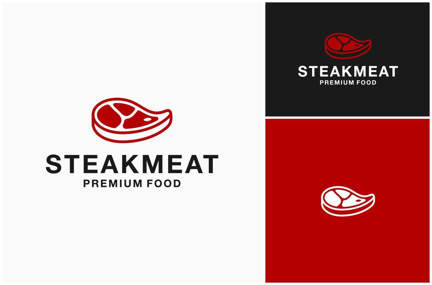 Steak Beef Meat Food Butcher Steakhouse Butchery BBQ Grill Logo Design Illustration vector