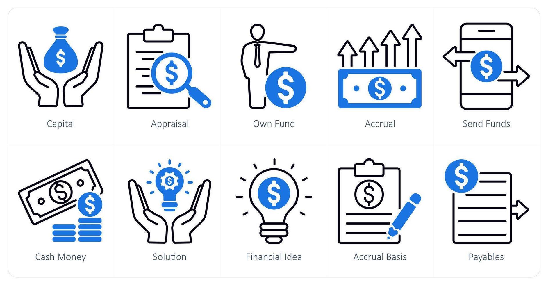 A set of 10 banking icons as capital, appraisal, own fund vector