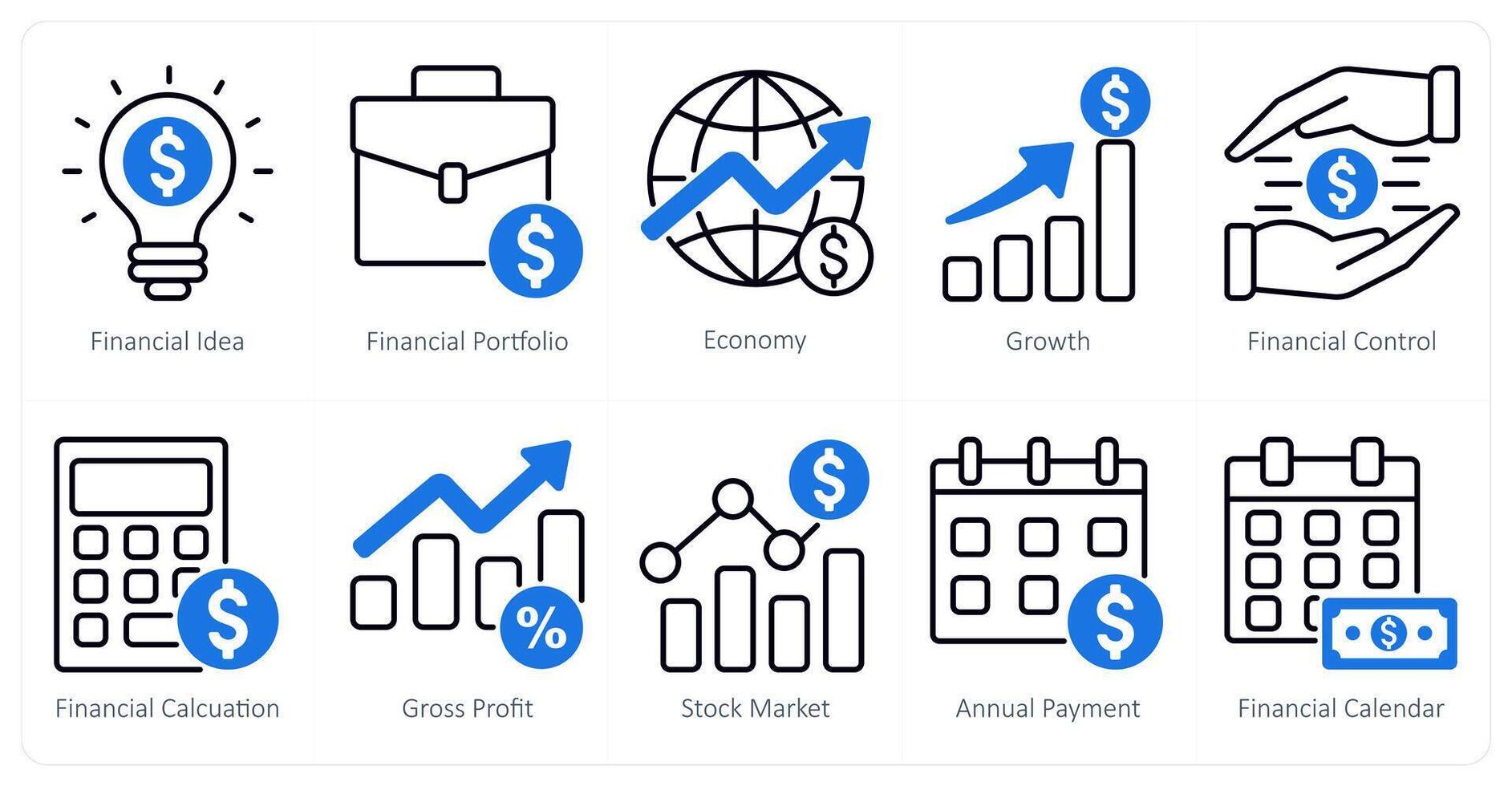 A set of 10 banking icons as financial idea, financial portfolio, economy vector