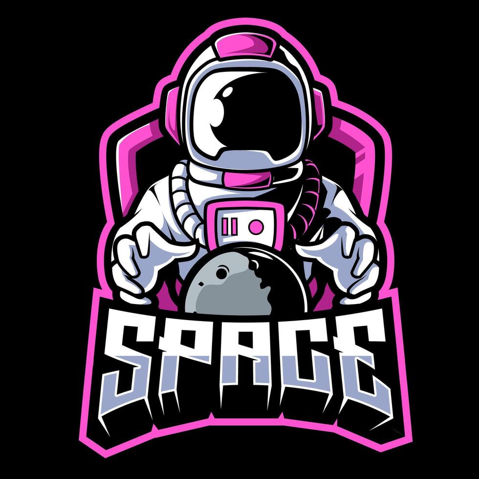 Printspace moon mascot logo illustration vector