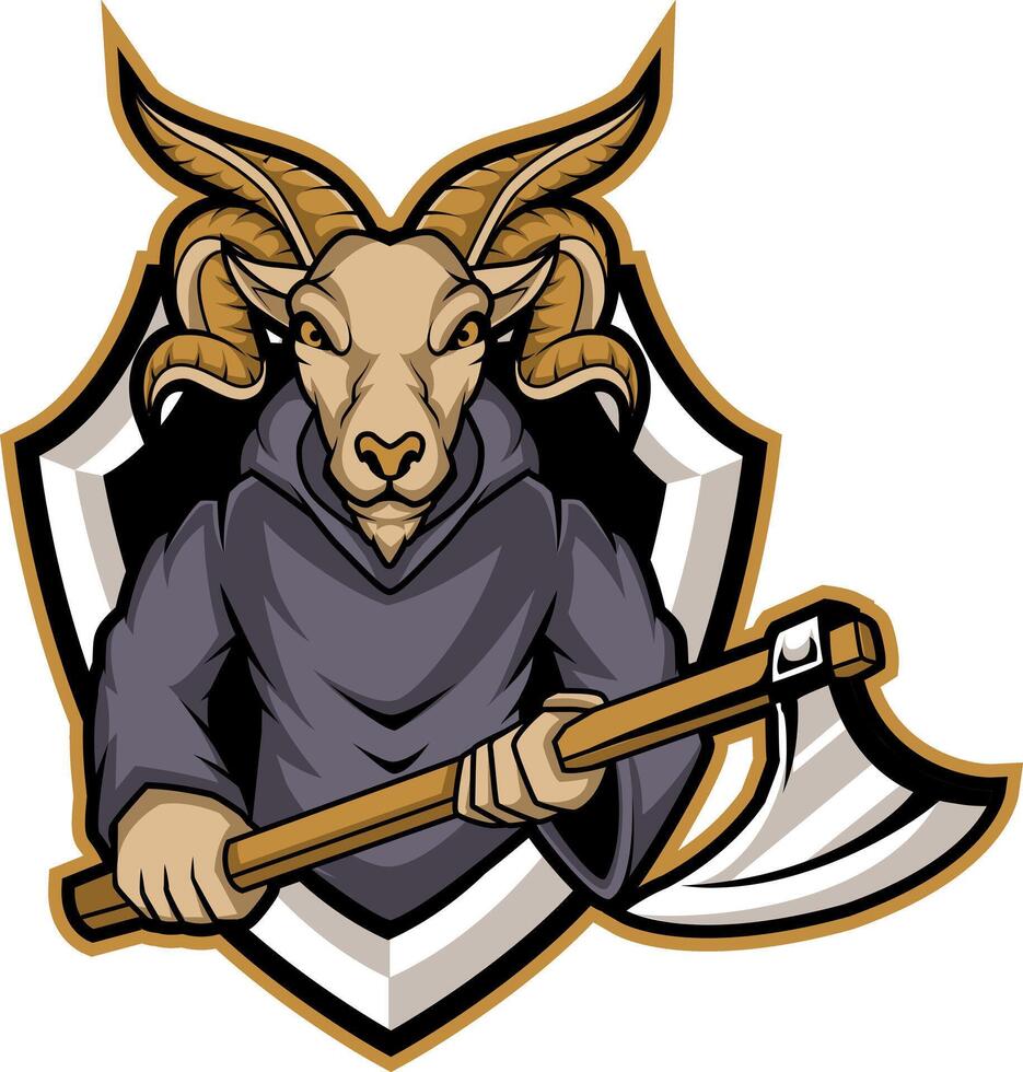 bighorn sheep axe mascot logo vector