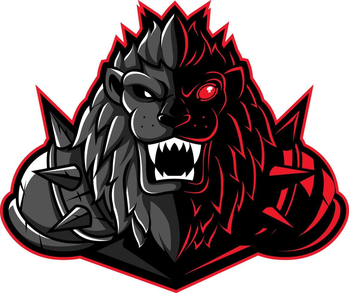 lion armored head mascot logo vector