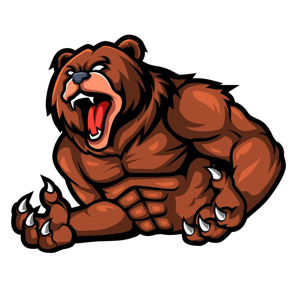 grizzly angry mascot logo isolated vector