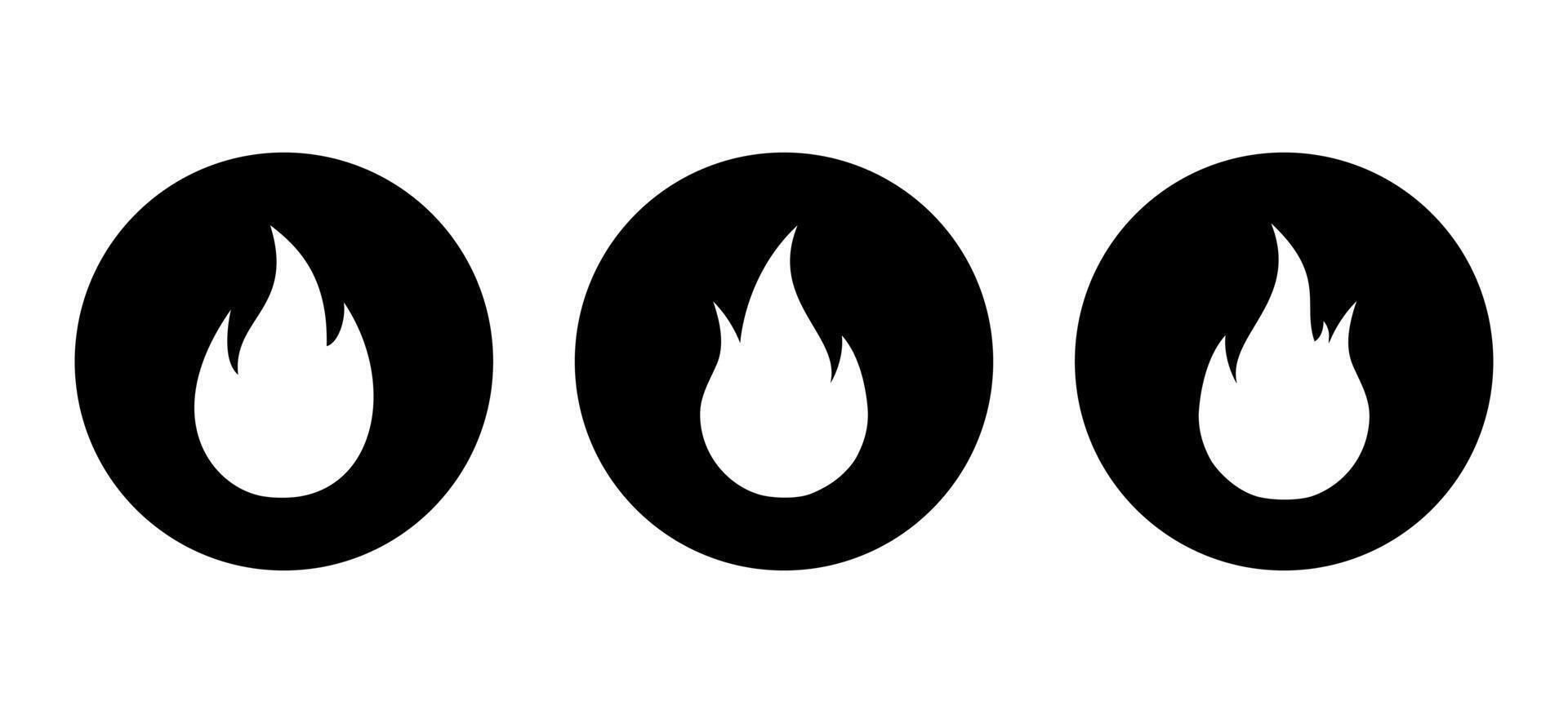 Simple fire flame icon on black circle. Burning spirit concept vector