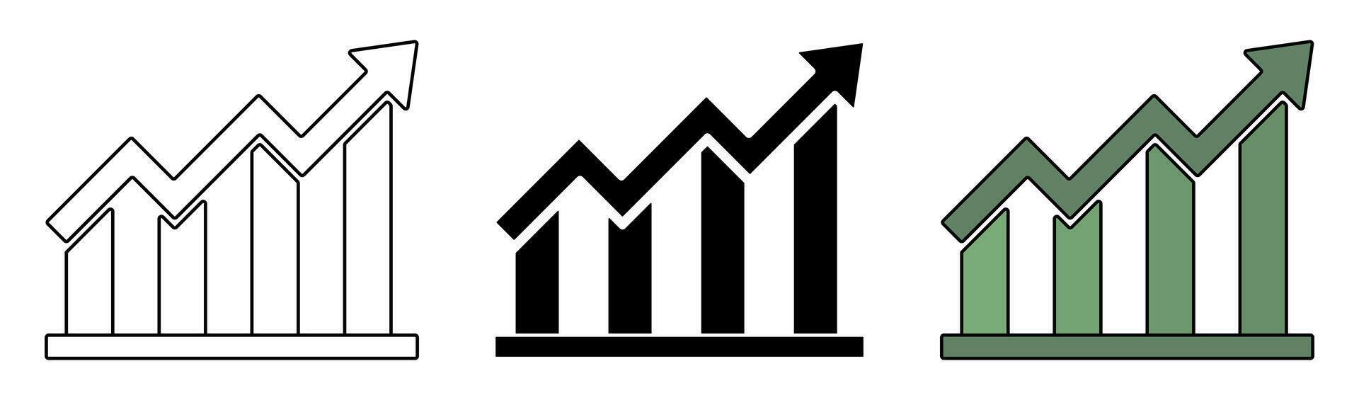 set of upward arrow graphic icons. growth symbol. simple design isolated on white background. design for app, web, poster. vector