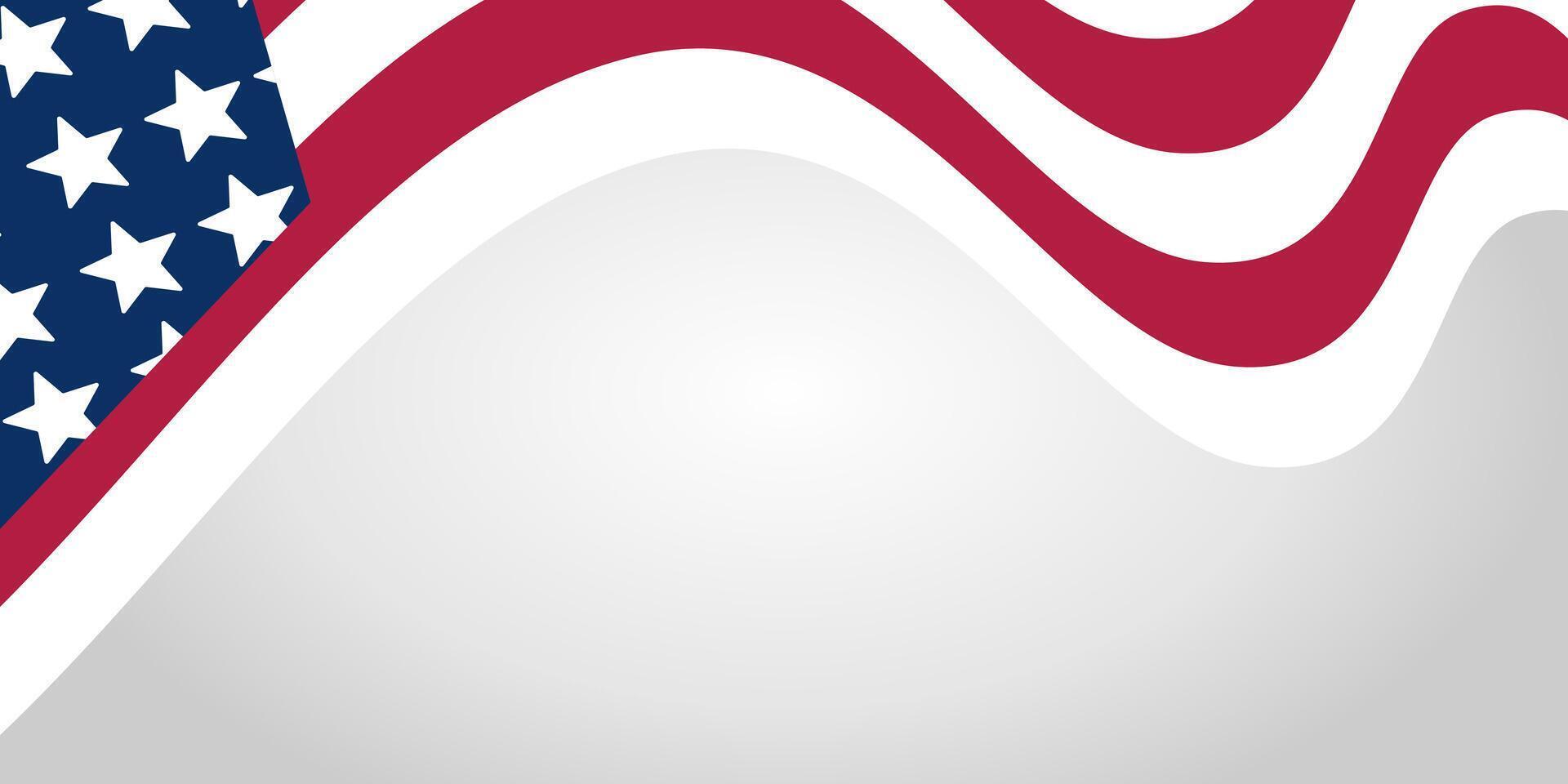 American Independence Day Background, with Flag Ornaments Free Copy Space Area. Design for Banners, Greeting cards, Brochures, Web, Social media. vector