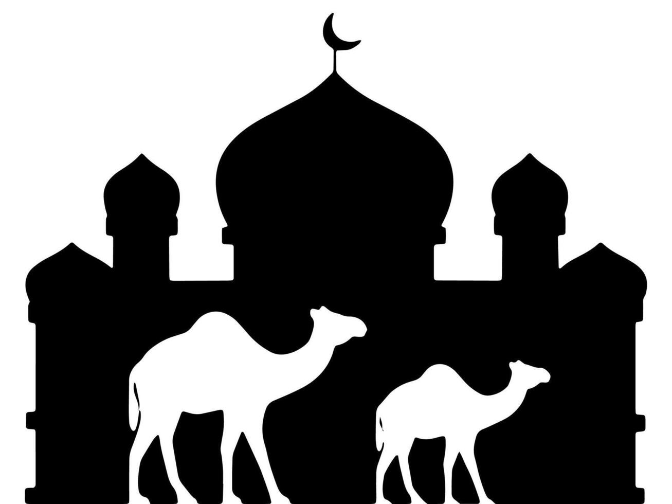 Mosque Line Art Camel Background vector