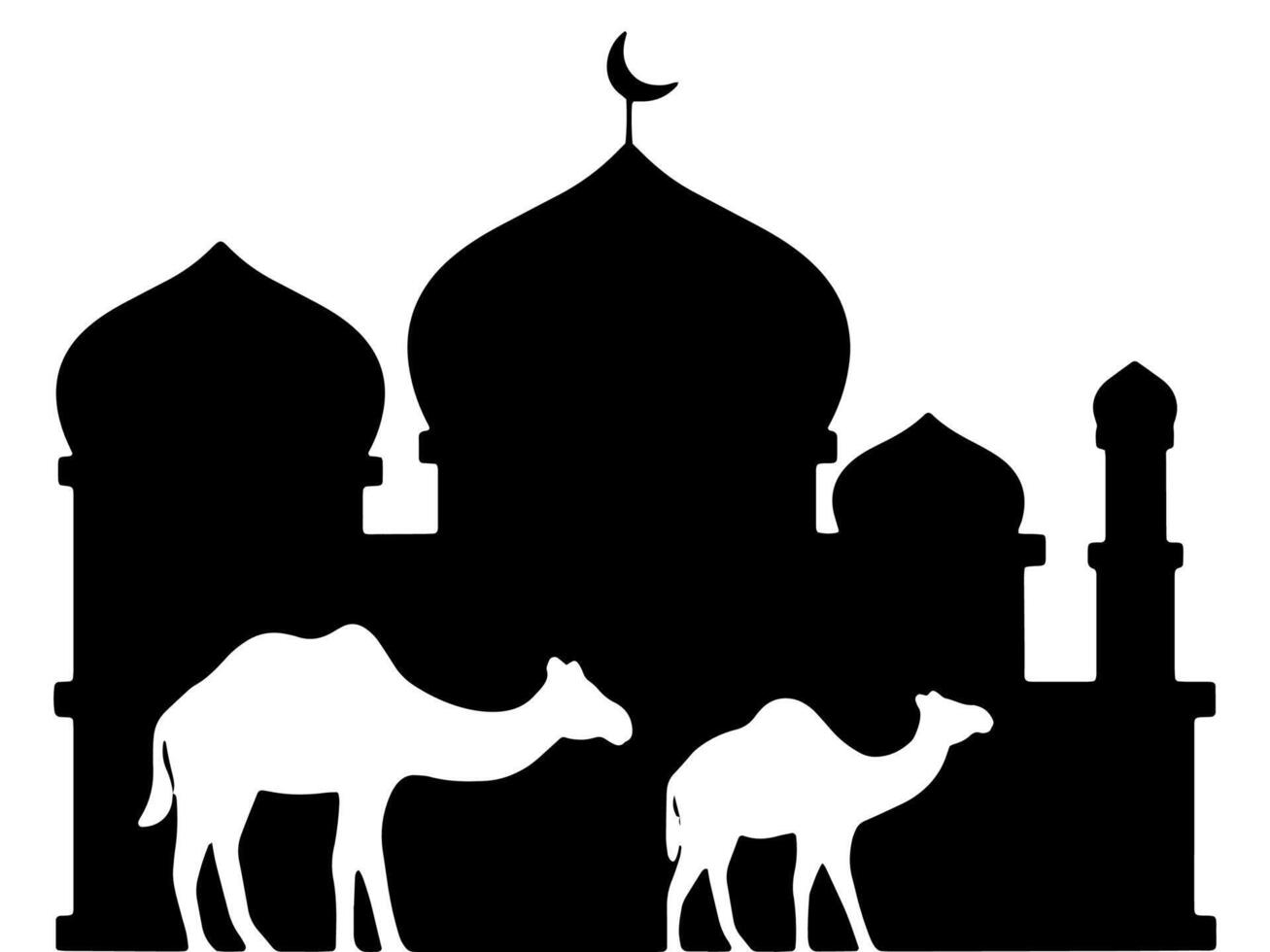Mosque Ramadan Kareem Line Art Camel Background vector
