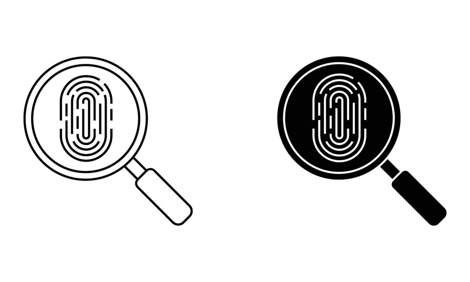 magnifying glass with fingerprint, crime scene, detective icon vector