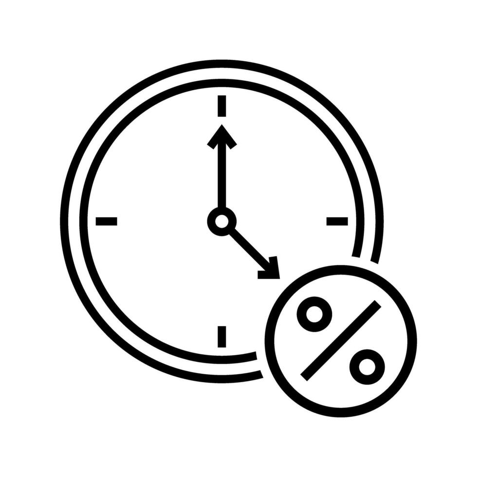 illustration of flash sale and limited offer, clock with percent symbol icon vector