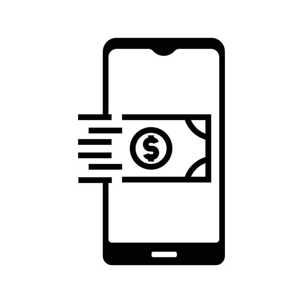 smartphone with money, illustration of online banking and transaction icon vector
