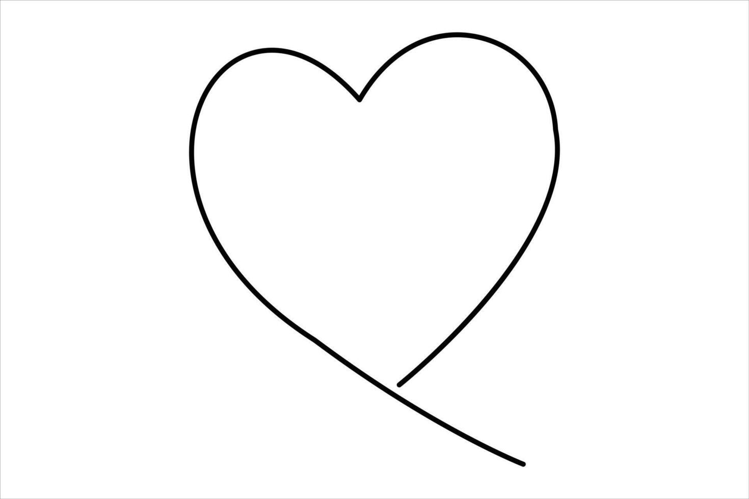 Heart continuous one line art drawing color shape Love sign outline art illustration vector