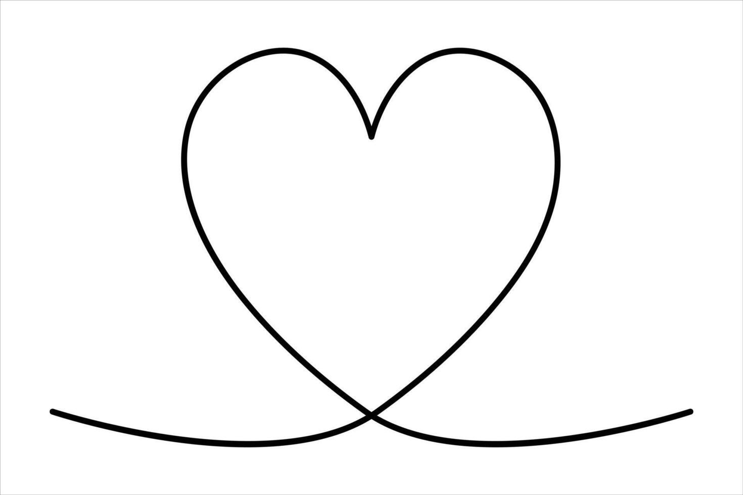 Heart continuous one line art drawing color shape Love sign outline art illustration vector