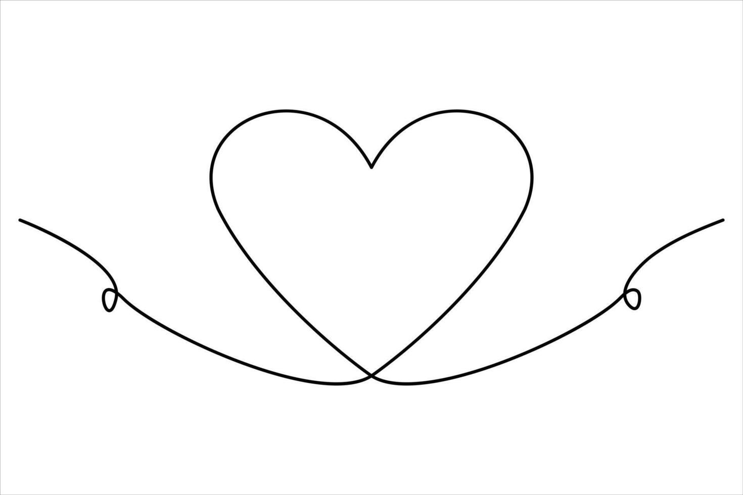 Heart continuous one line art drawing color shape Love sign outline art illustration vector