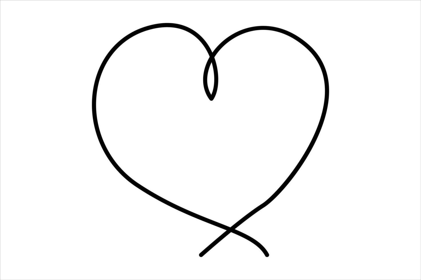 Heart continuous one line art drawing color shape Love sign outline illustration vector