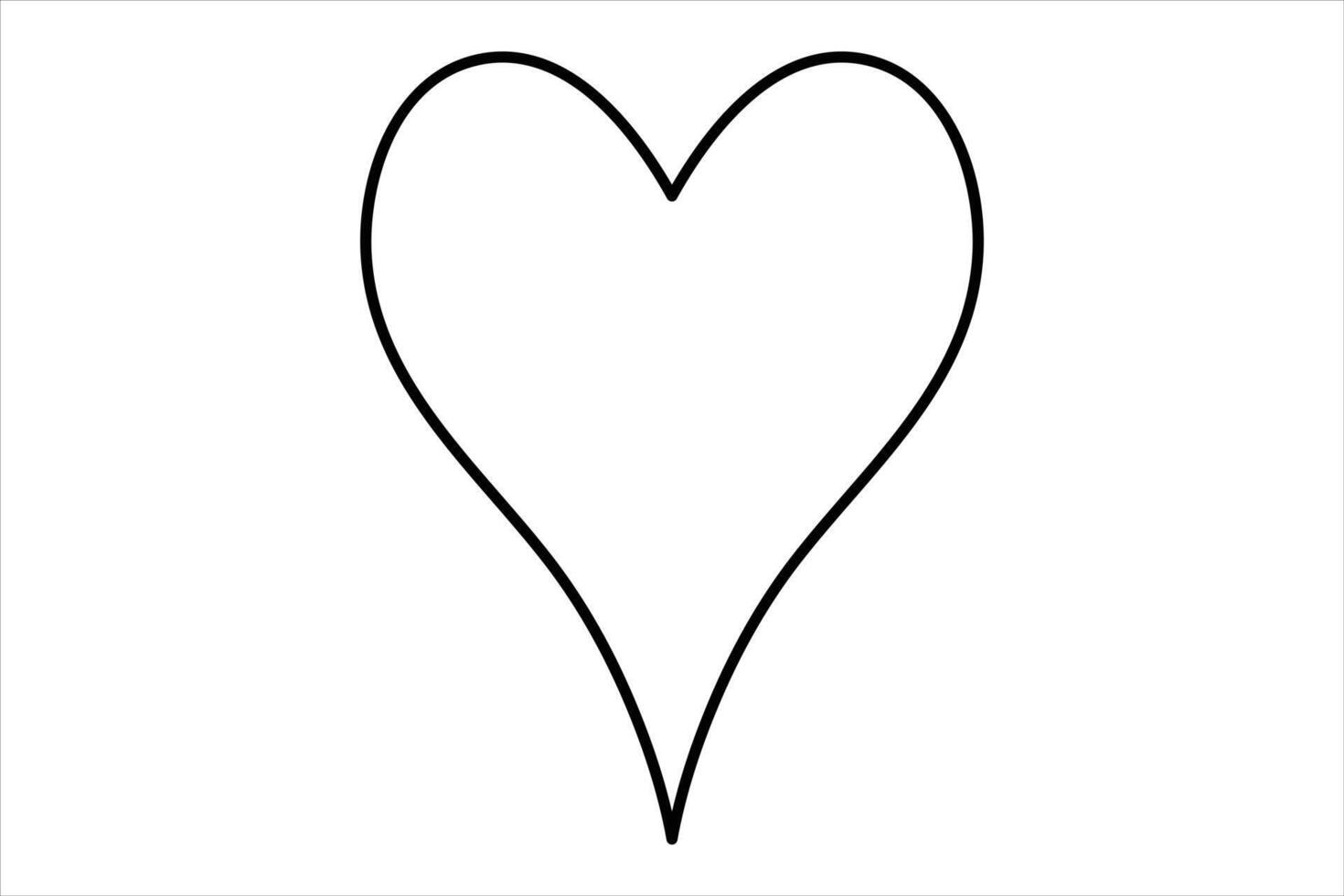 Heart continuous one line art drawing color shape Love sign outline art illustration vector