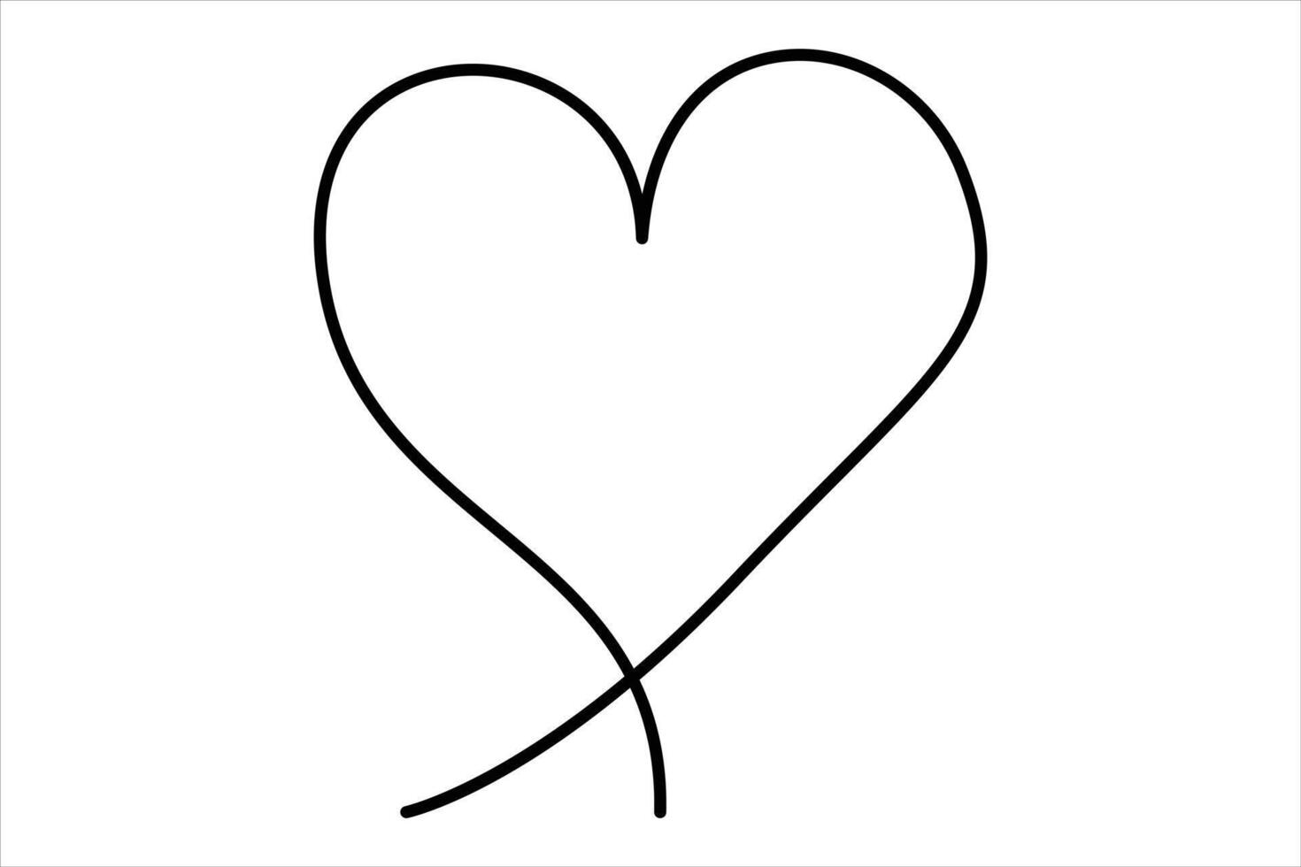 Heart continuous one line art drawing color shape Love sign outline art illustration vector