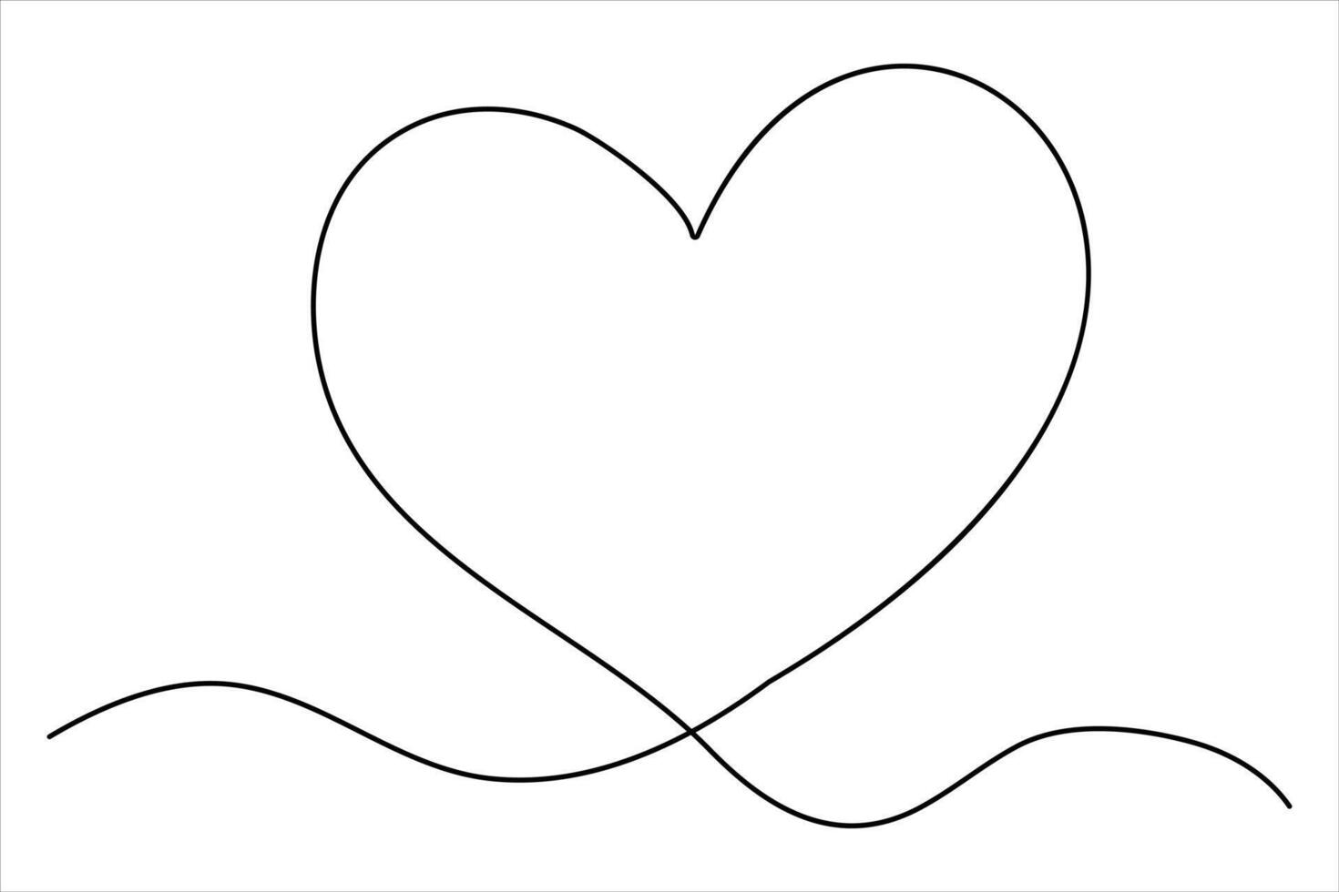 Heart continuous one line art drawing color shape Love sign outline illustration vector