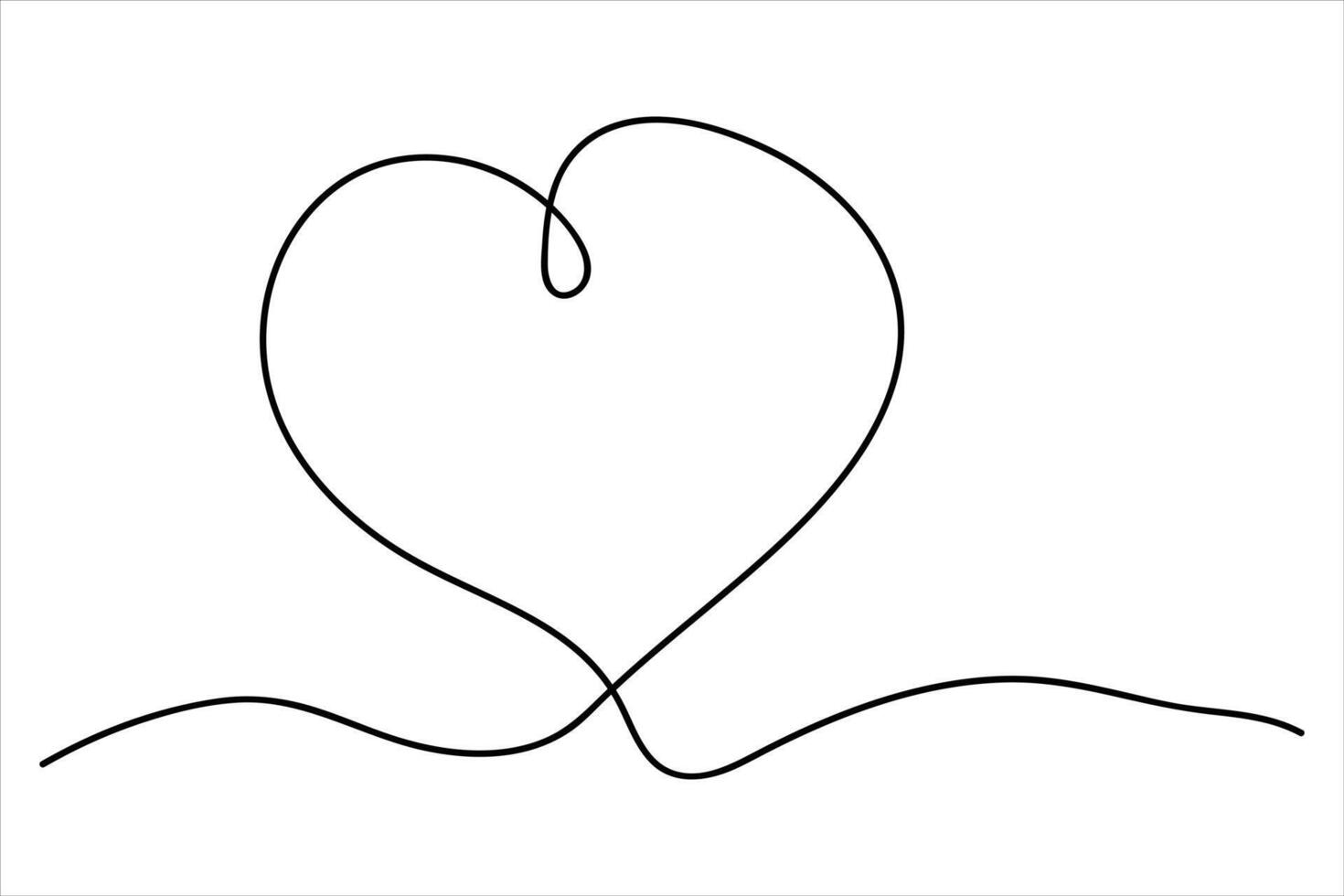 Heart continuous one line art drawing color shape Love sign outline illustration vector