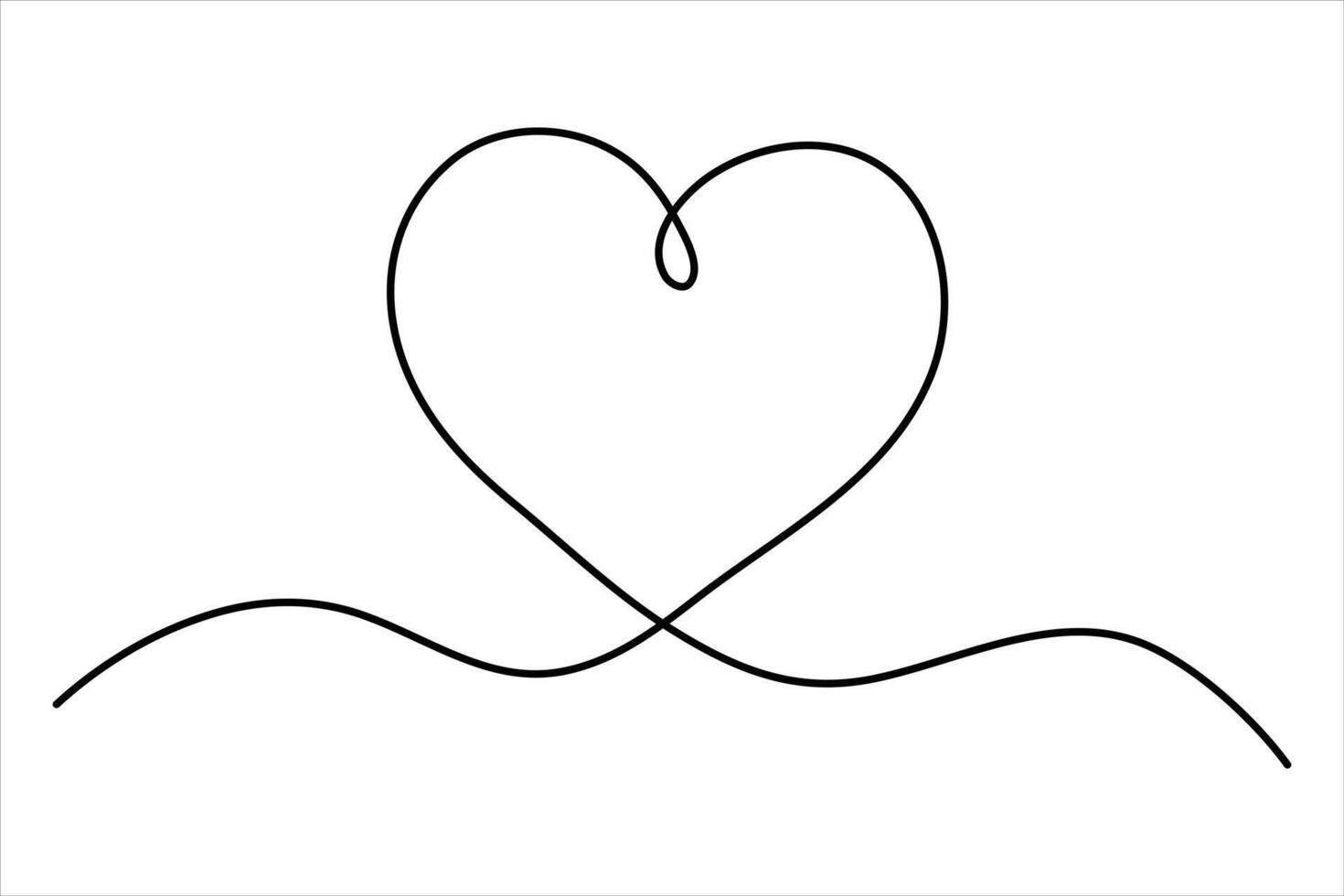 Heart continuous one line art drawing color shape Love sign outline illustration vector
