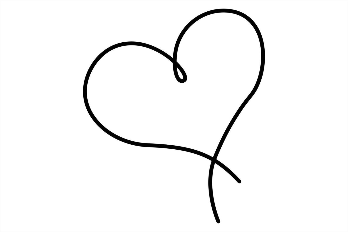 Heart continuous one line art drawing color shape Love sign outline art illustration vector