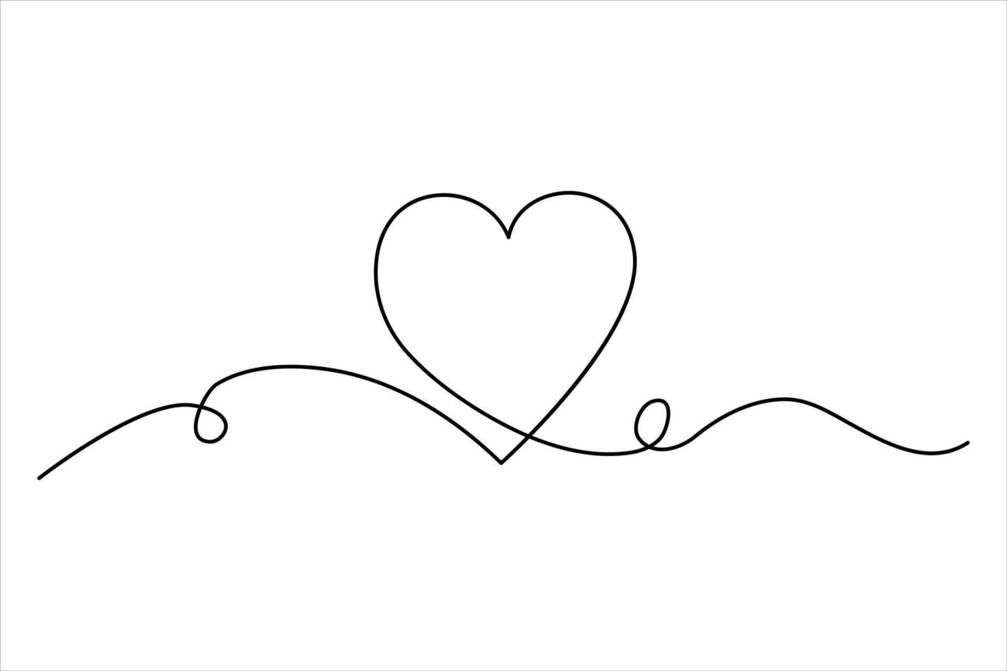 Heart continuous one line art drawing color shape Love sign outline illustration vector