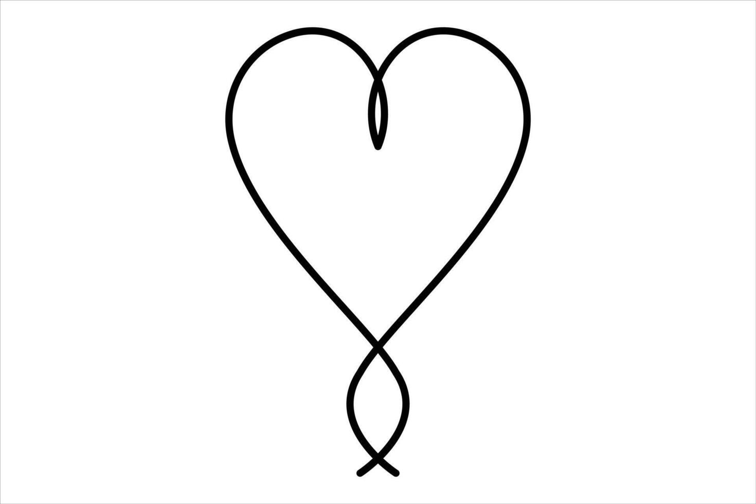 Heart continuous one line art drawing color shape Love sign outline illustration vector