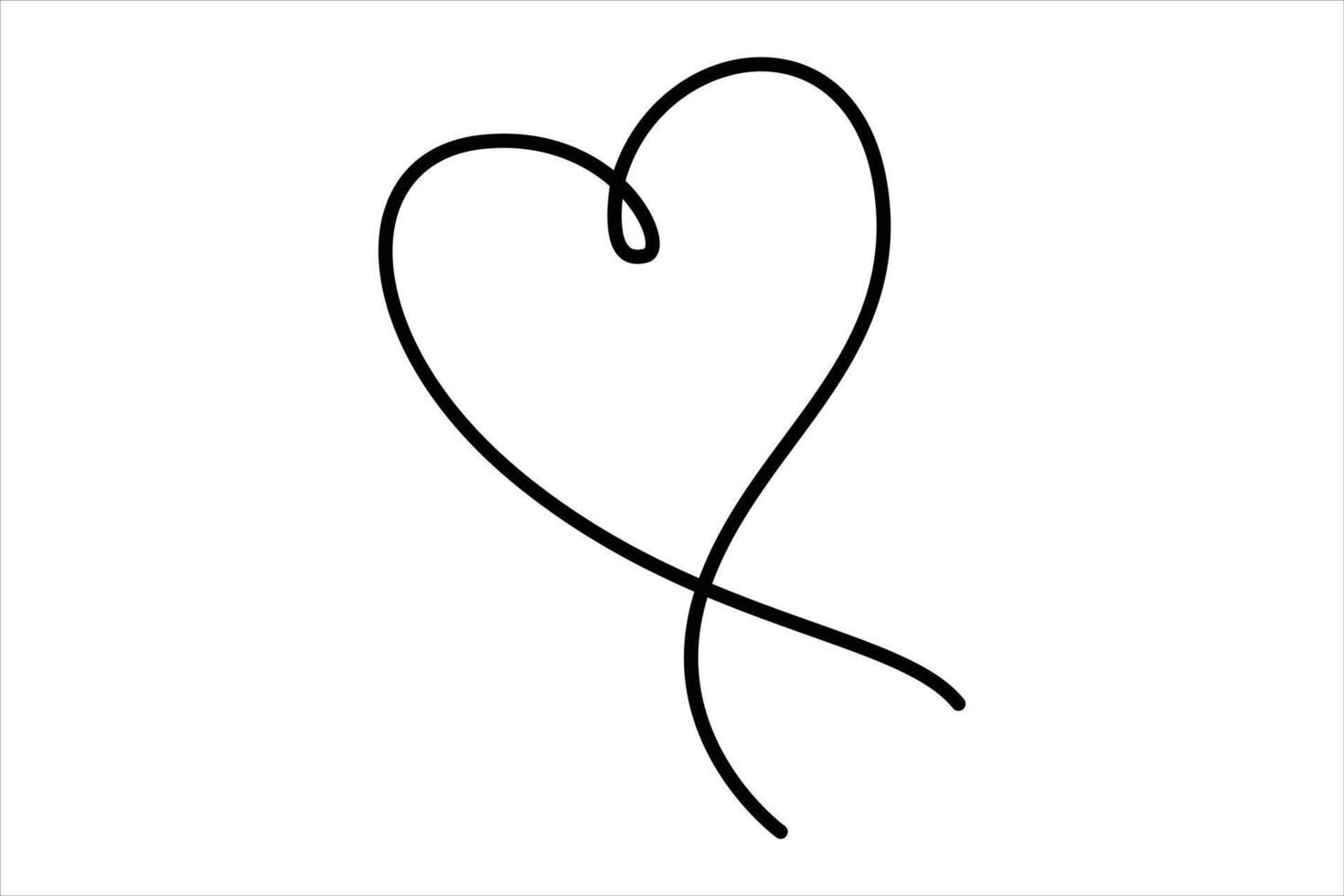 Heart continuous one line art drawing color shape Love sign outline illustration vector