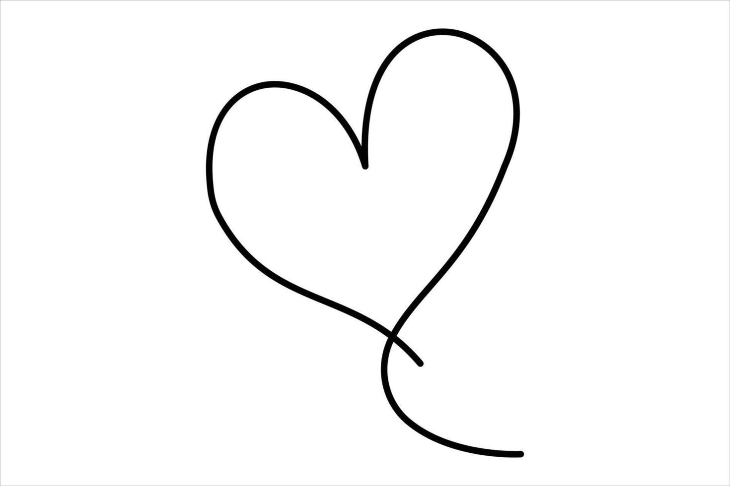 Heart continuous one line art drawing color shape Love sign outline art illustration vector