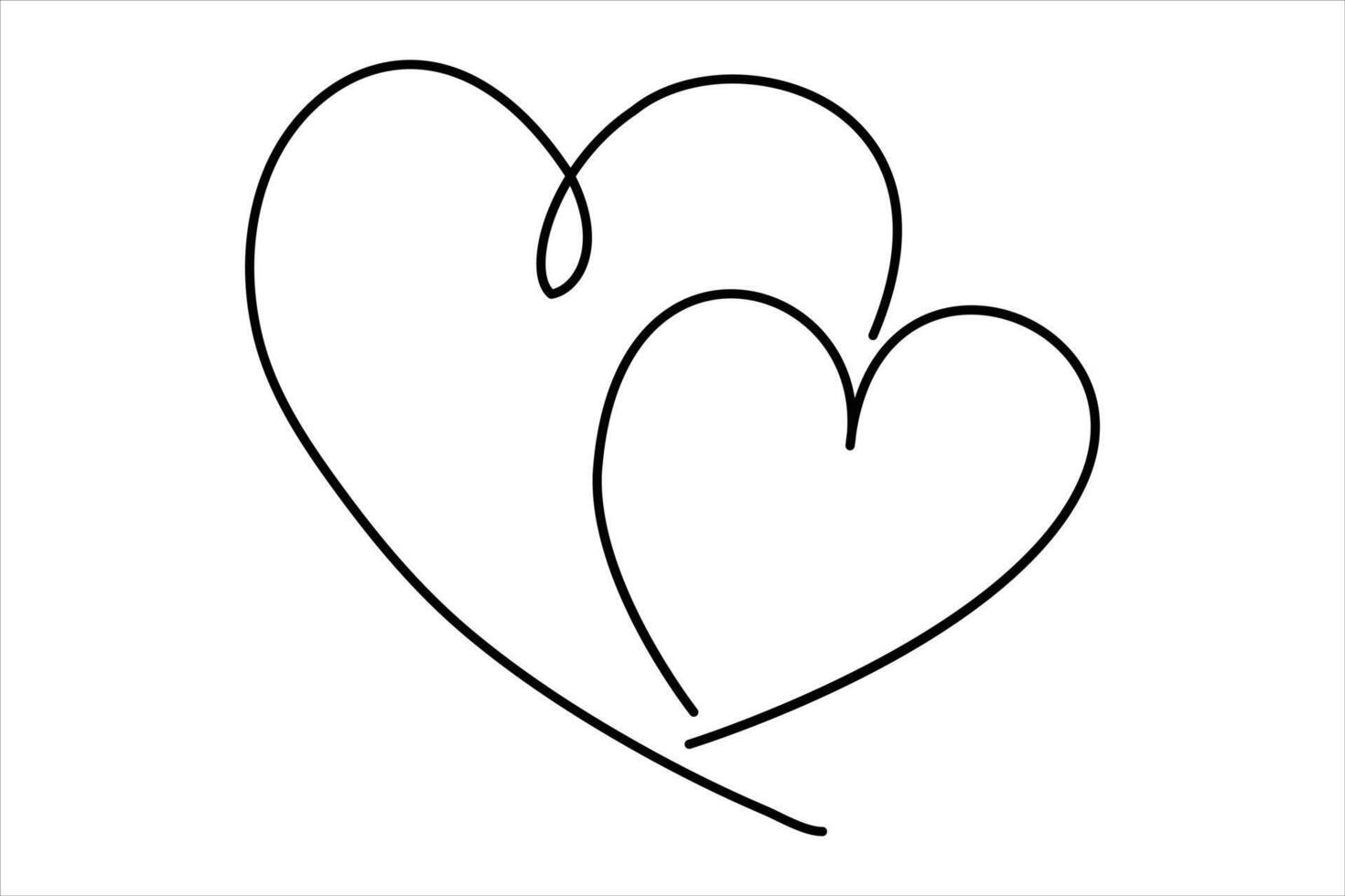 Heart continuous one line art drawing color shape Love sign outline art illustration vector