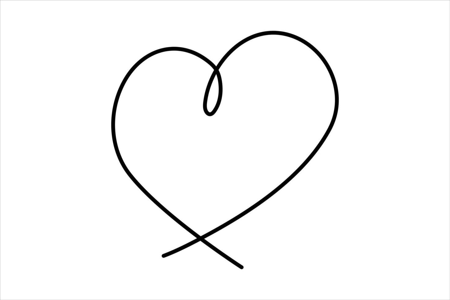Heart continuous one line art drawing color shape Love sign outline art illustration vector