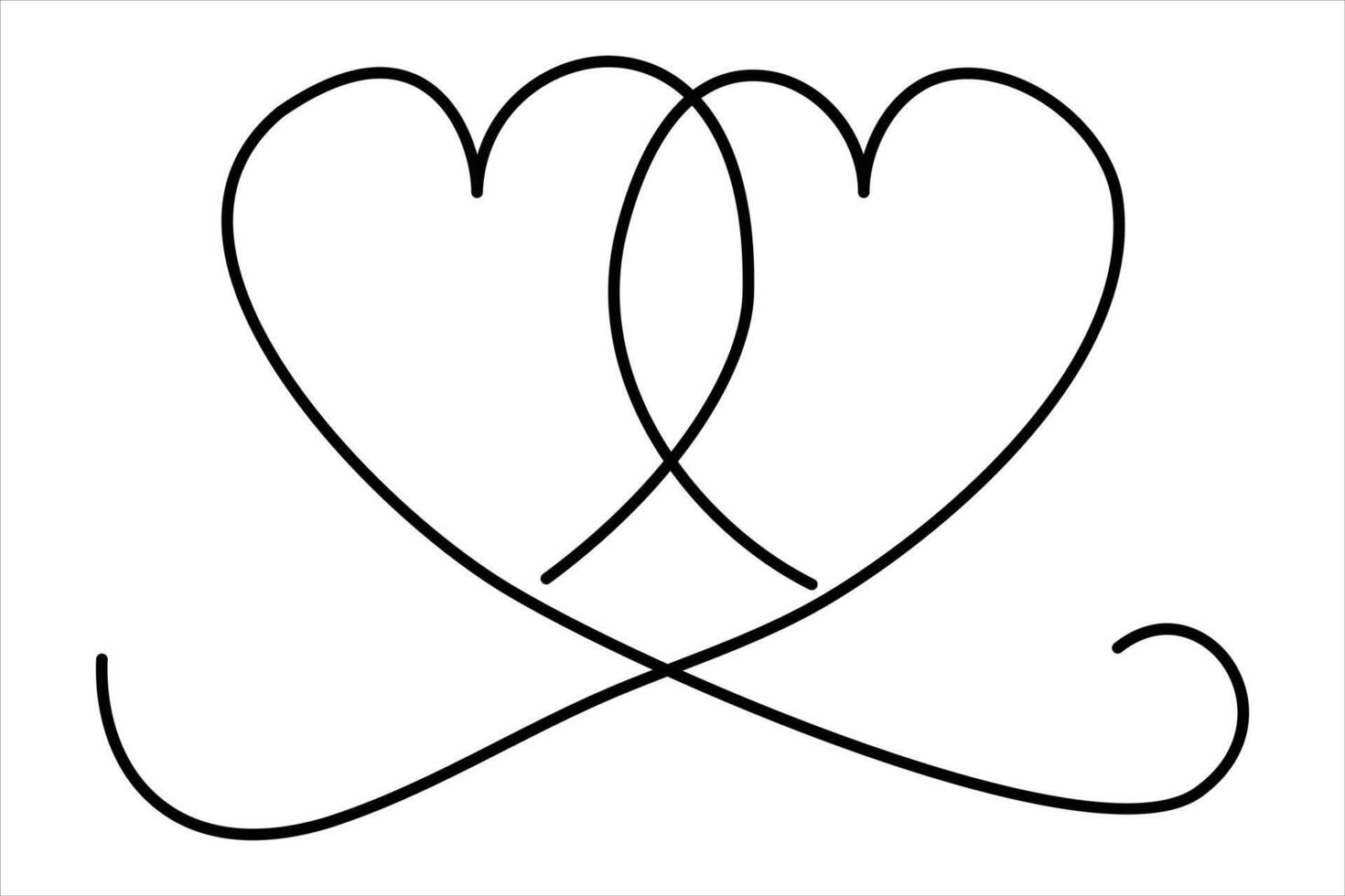 Heart continuous one line art drawing color shape Love sign outline illustration vector