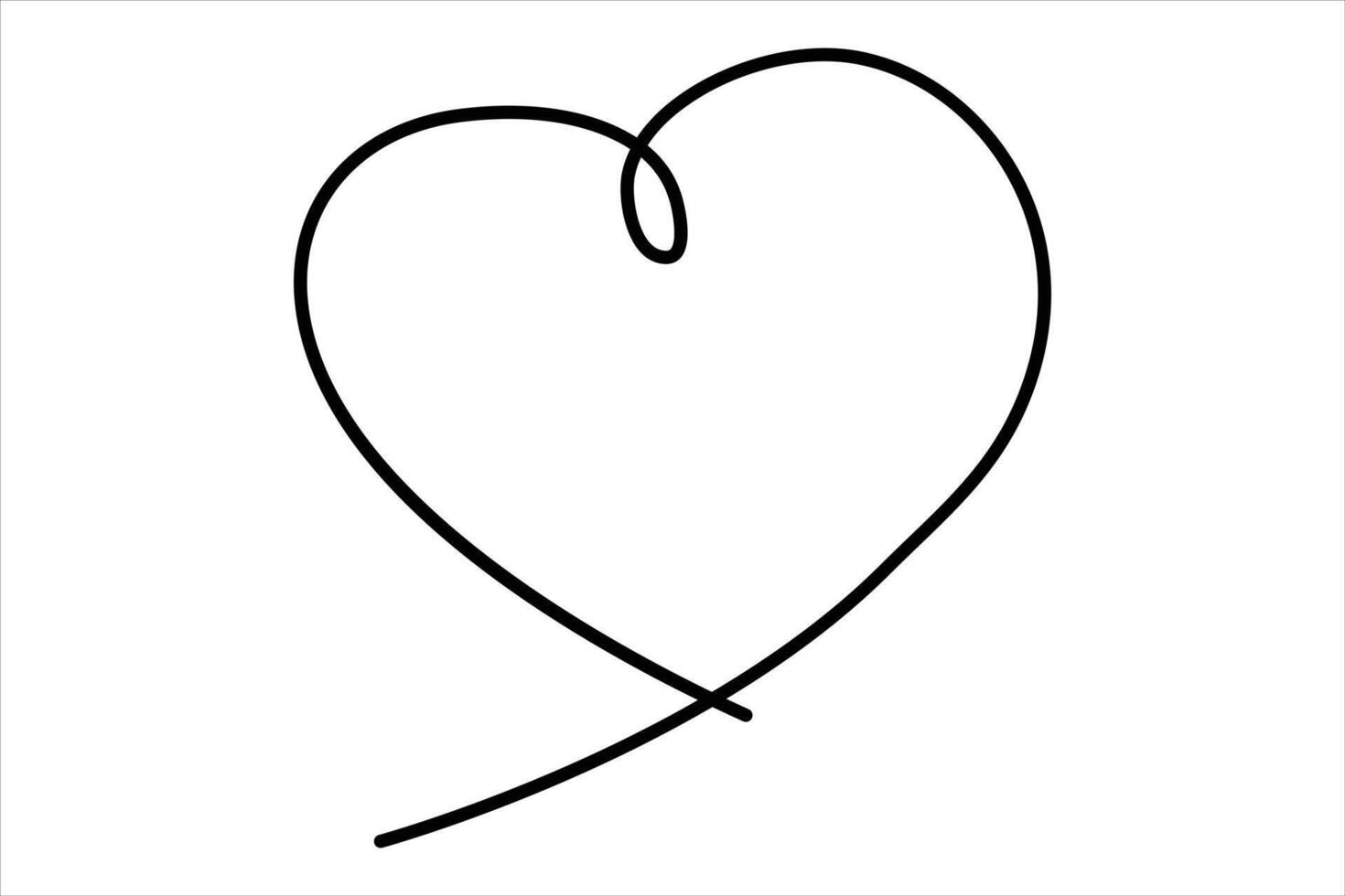 Heart continuous one line art drawing color shape Love sign outline illustration vector