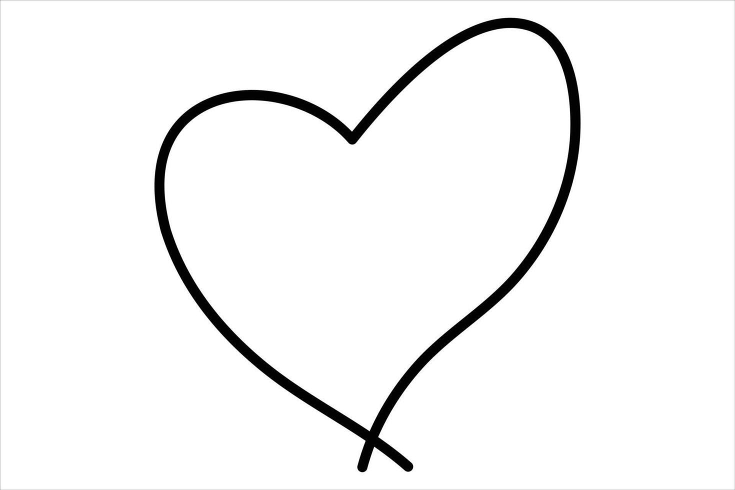 Heart continuous one line art drawing color shape Love sign outline illustration vector