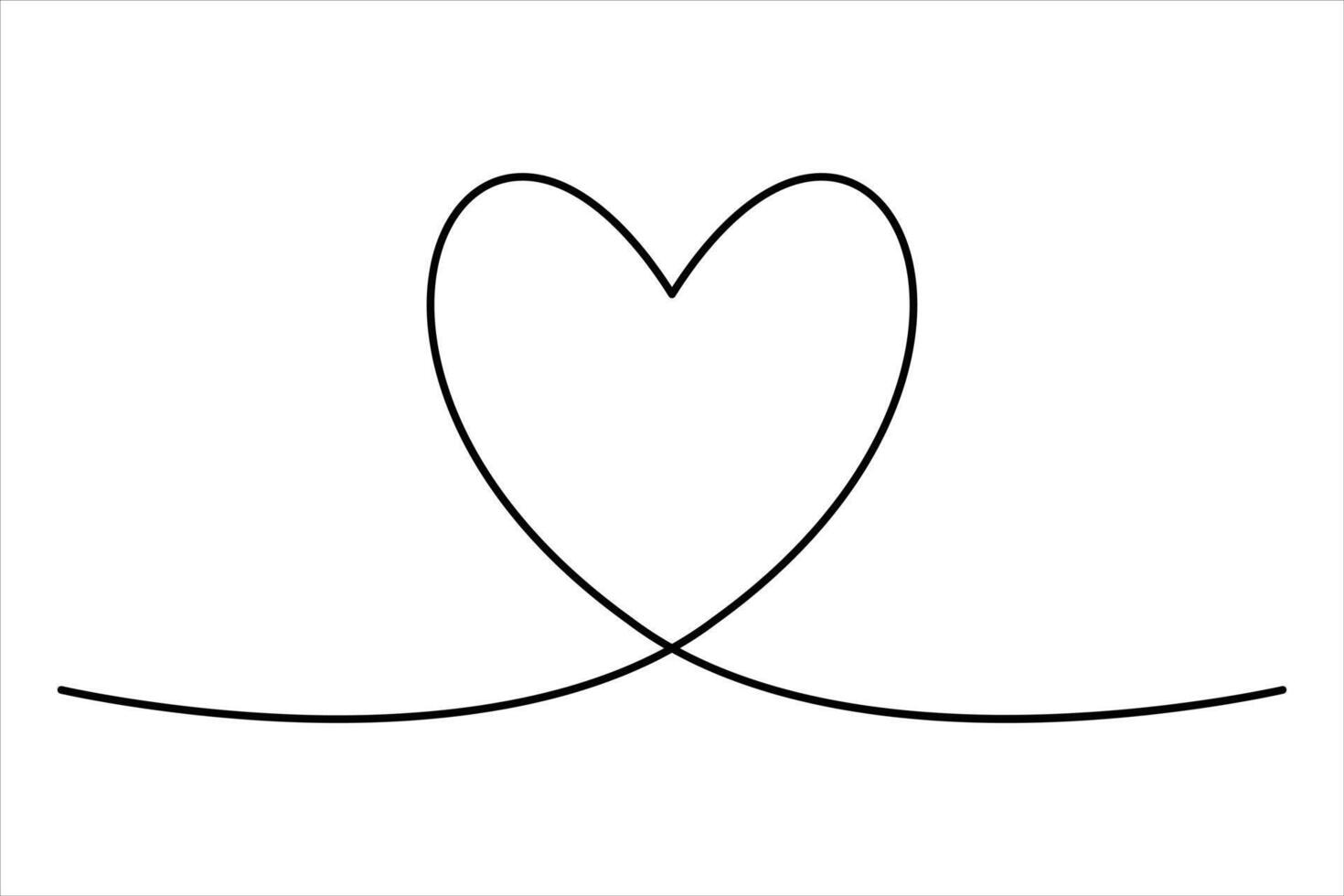 Heart continuous one line art drawing color shape Love sign outline illustration vector
