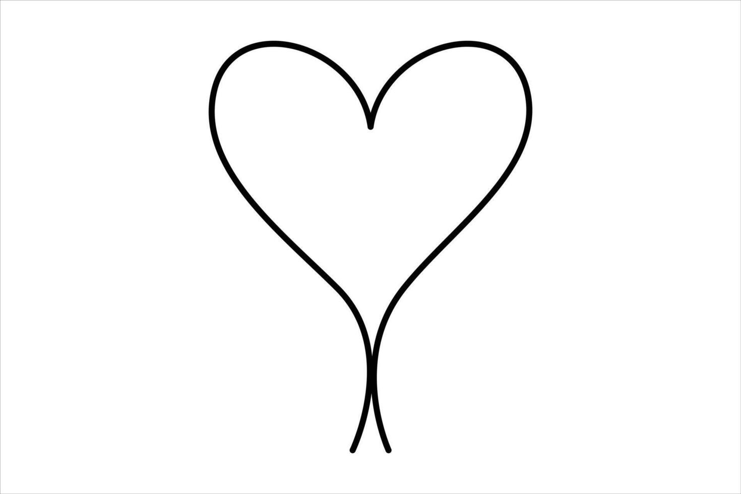 Heart continuous one line art drawing color shape Love sign outline illustration vector