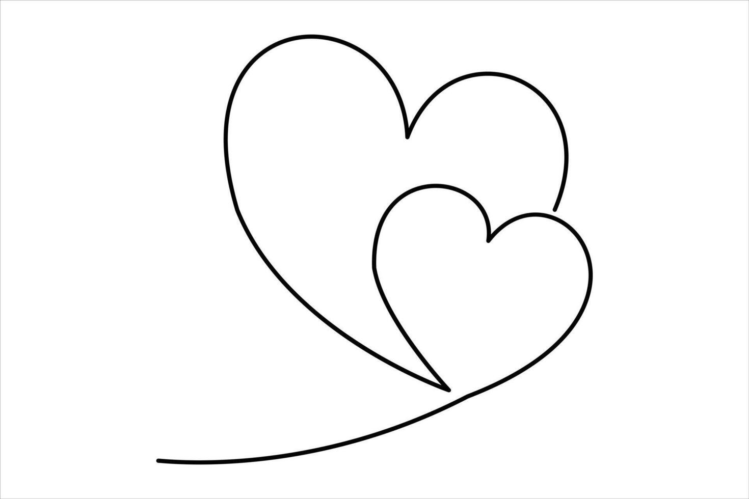 Heart continuous one line art drawing color shape Love sign outline art illustration vector