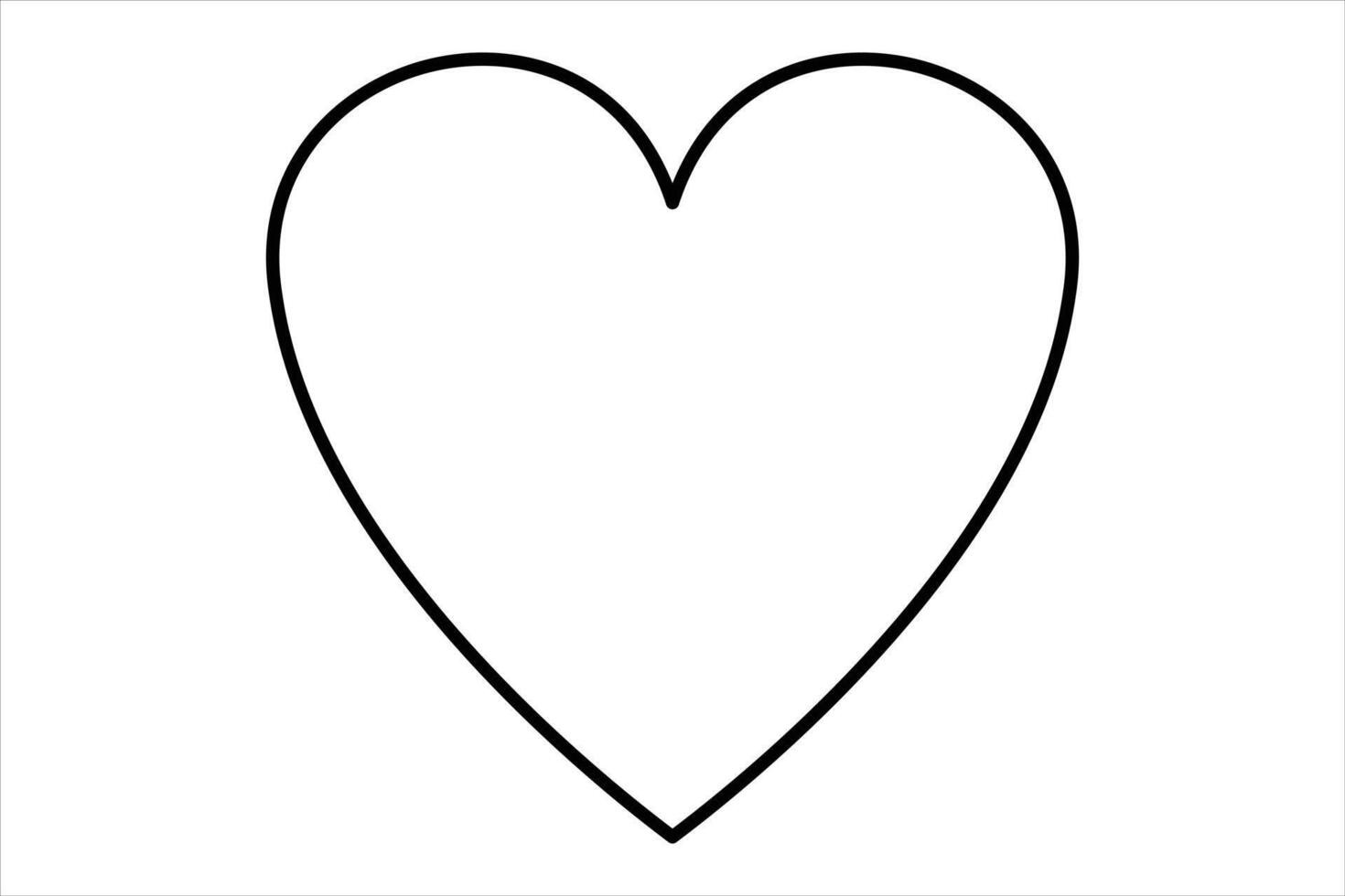 Heart continuous one line art drawing color shape Love sign outline art illustration vector