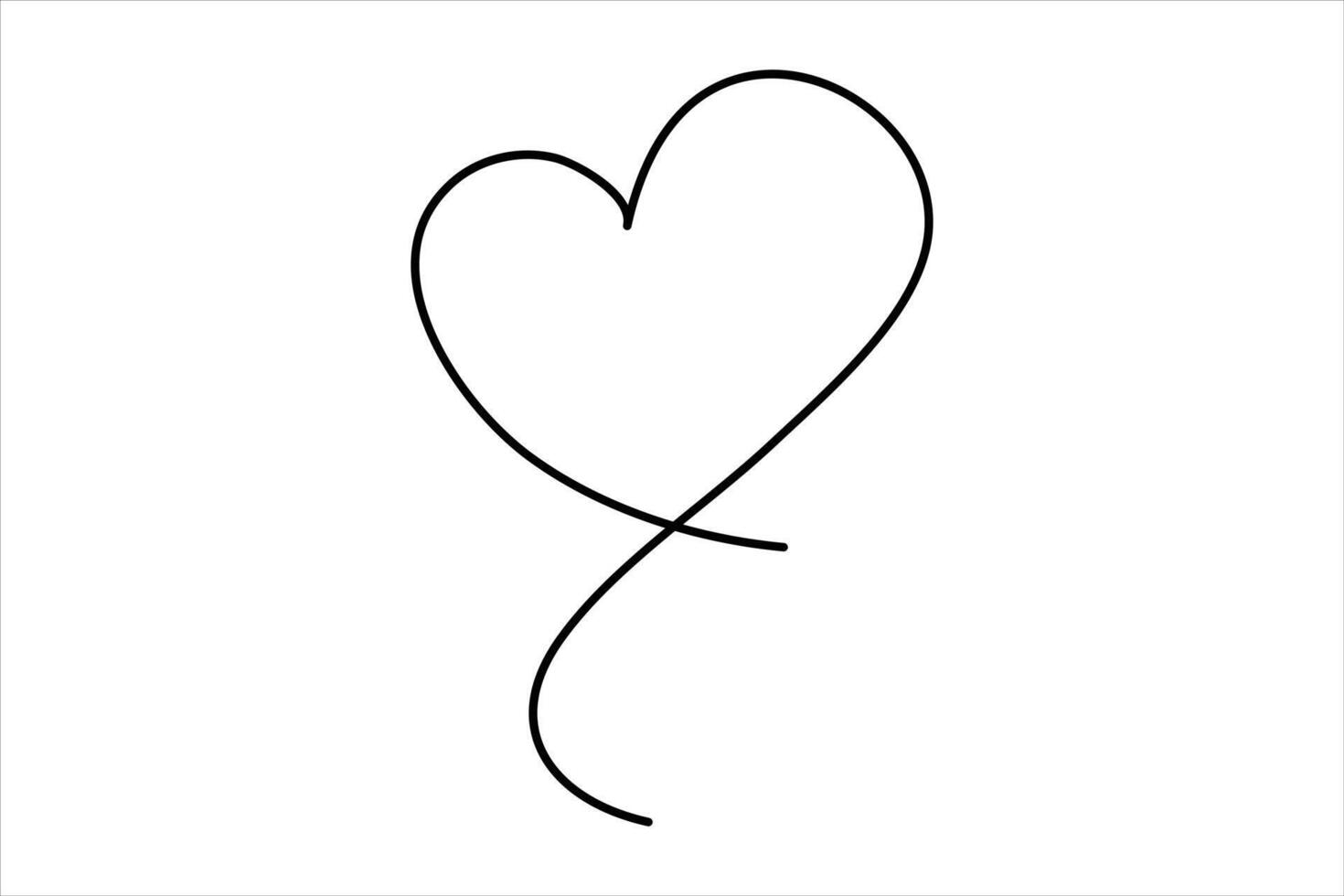 Heart continuous one line art drawing color shape Love sign outline art illustration vector